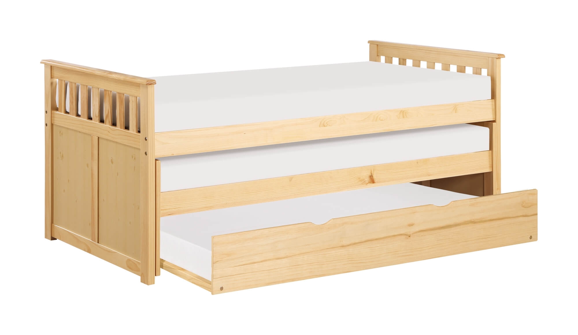 Bartly Wood/Wood Veneer Trundle Bed w/ Extra Twin Trundle, Twin/Twin Size