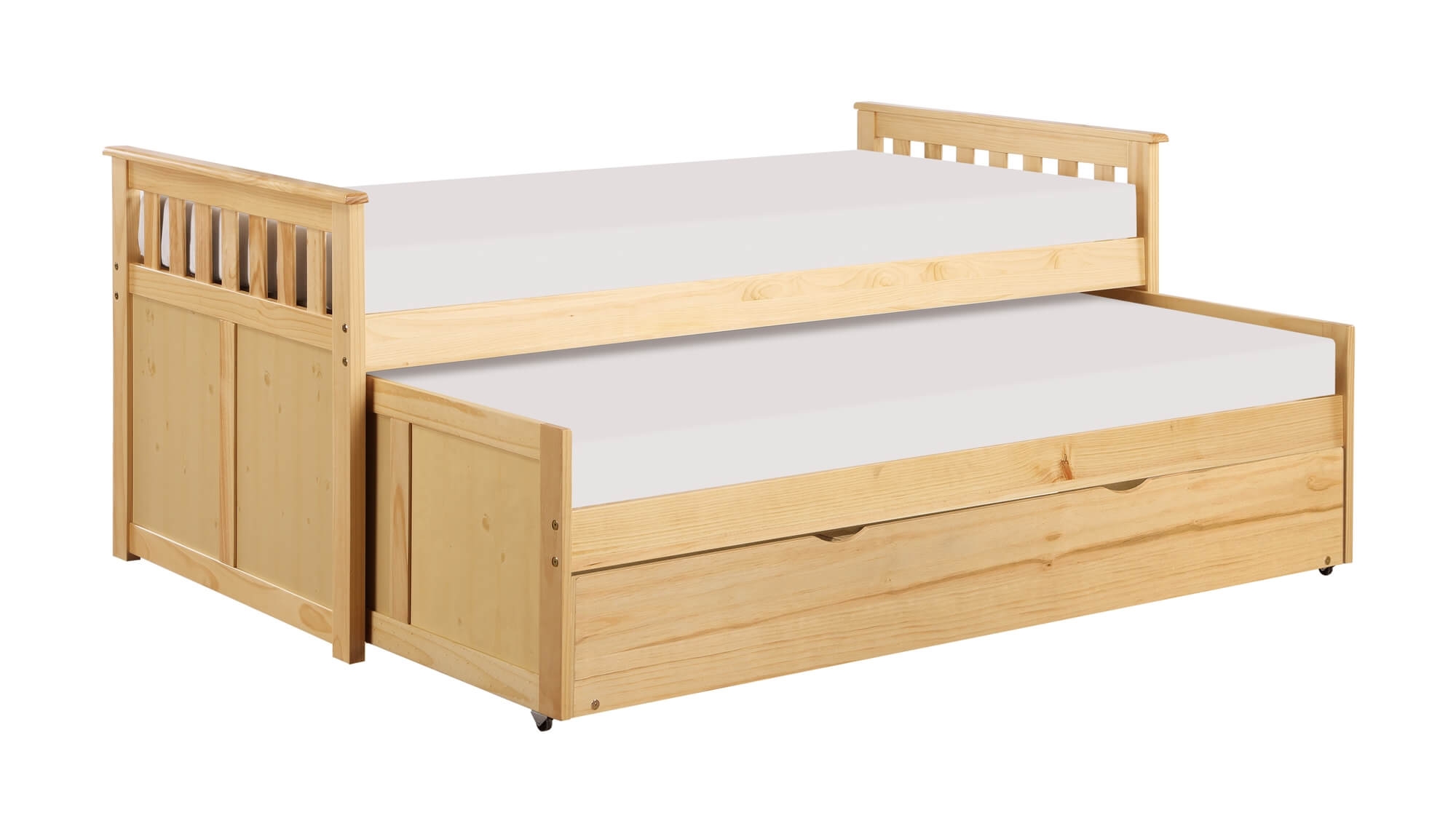 Bartly Wood/Wood Veneer Trundle Bed w/ Extra Twin Trundle, Twin/Twin Size