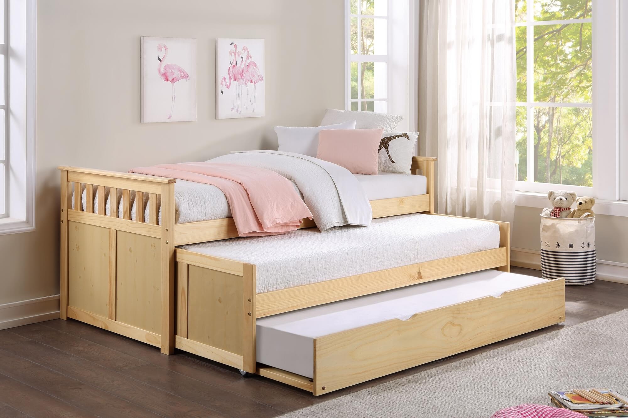 Bartly Wood/Wood Veneer Trundle Bed, Twin/Twin Size