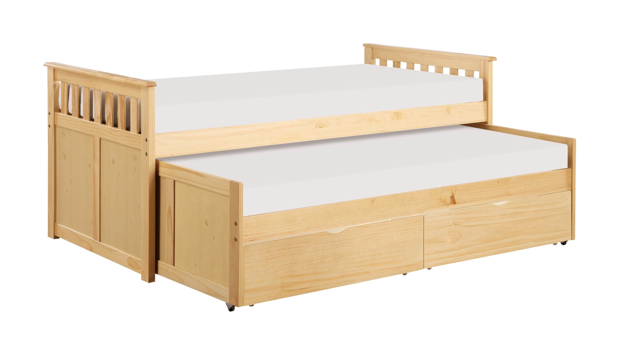 Bartly Wood/Wood Veneer Trundle Bed, Twin/Twin Size