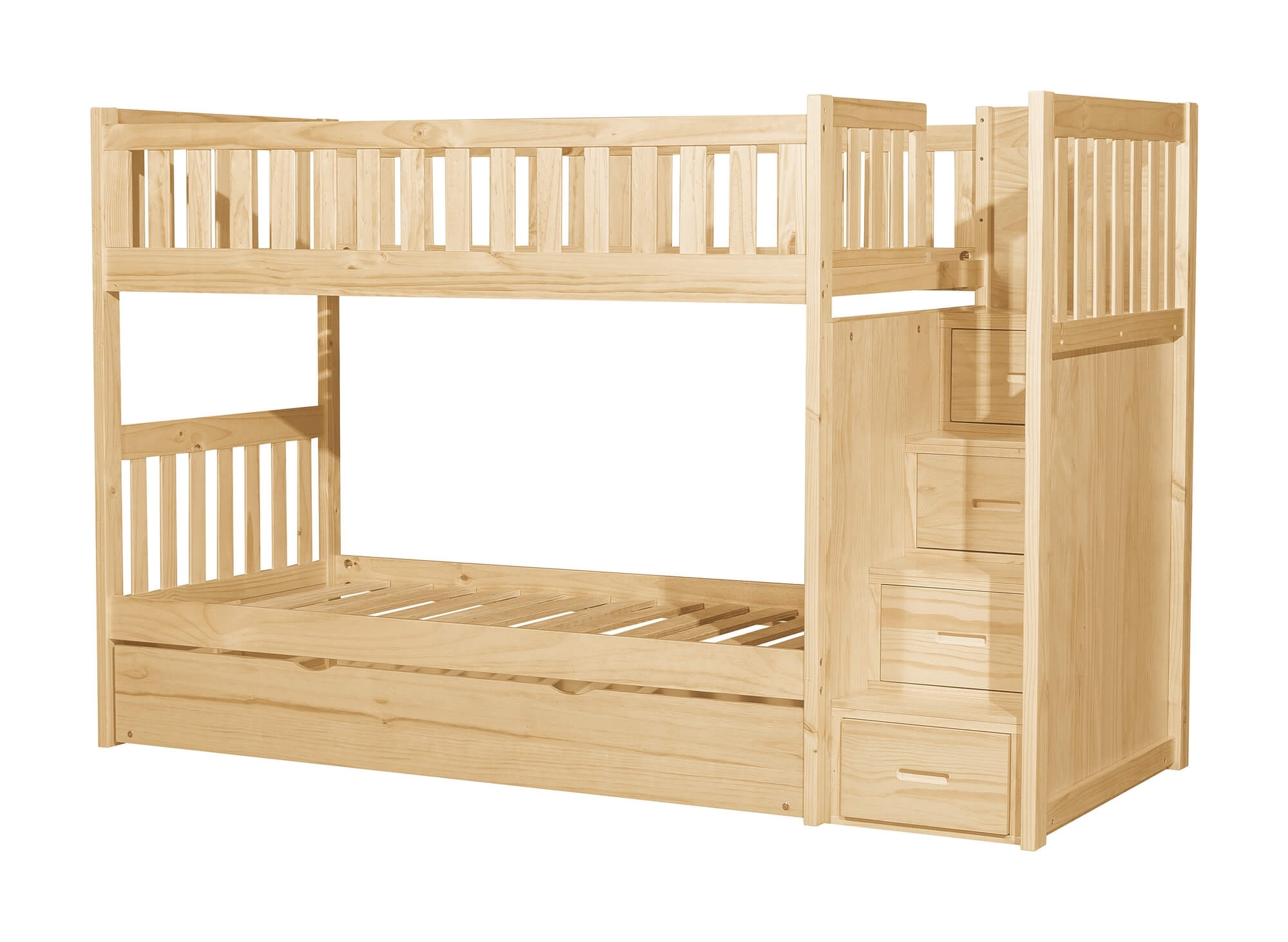 Bartly Wood/Wood Veneer Bunk Bed w/ Reversible Step Storage, Twin/Twin Size