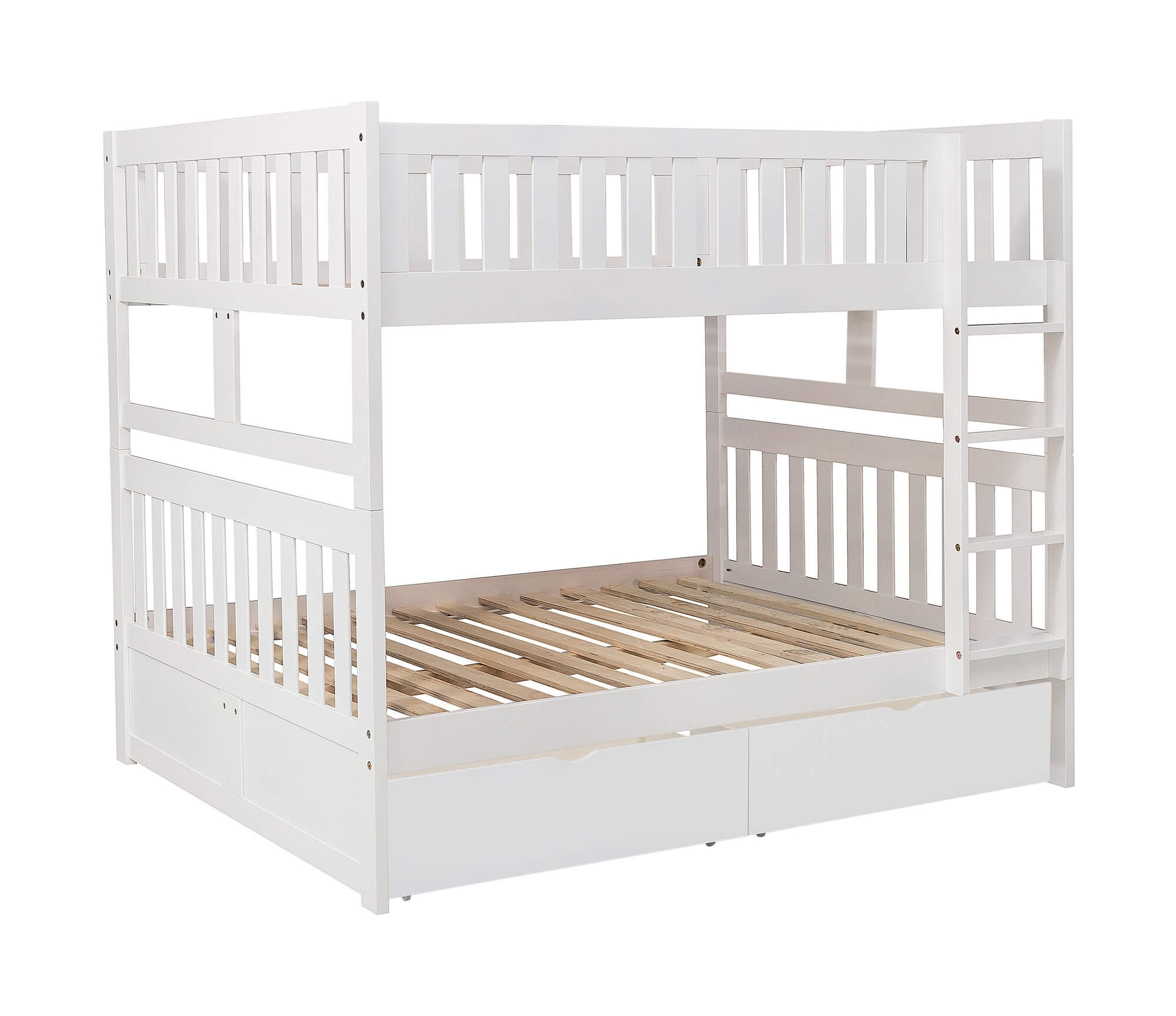 Galen Wood Bunk Bed w/ Storage Boxes, Full/Full Size