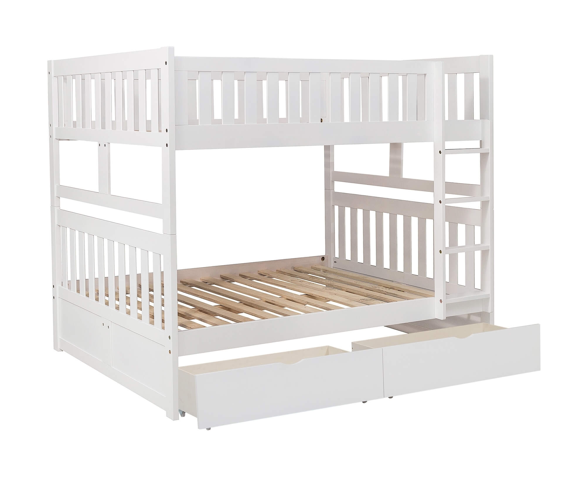 Galen Wood Bunk Bed w/ Storage Boxes, Full/Full Size
