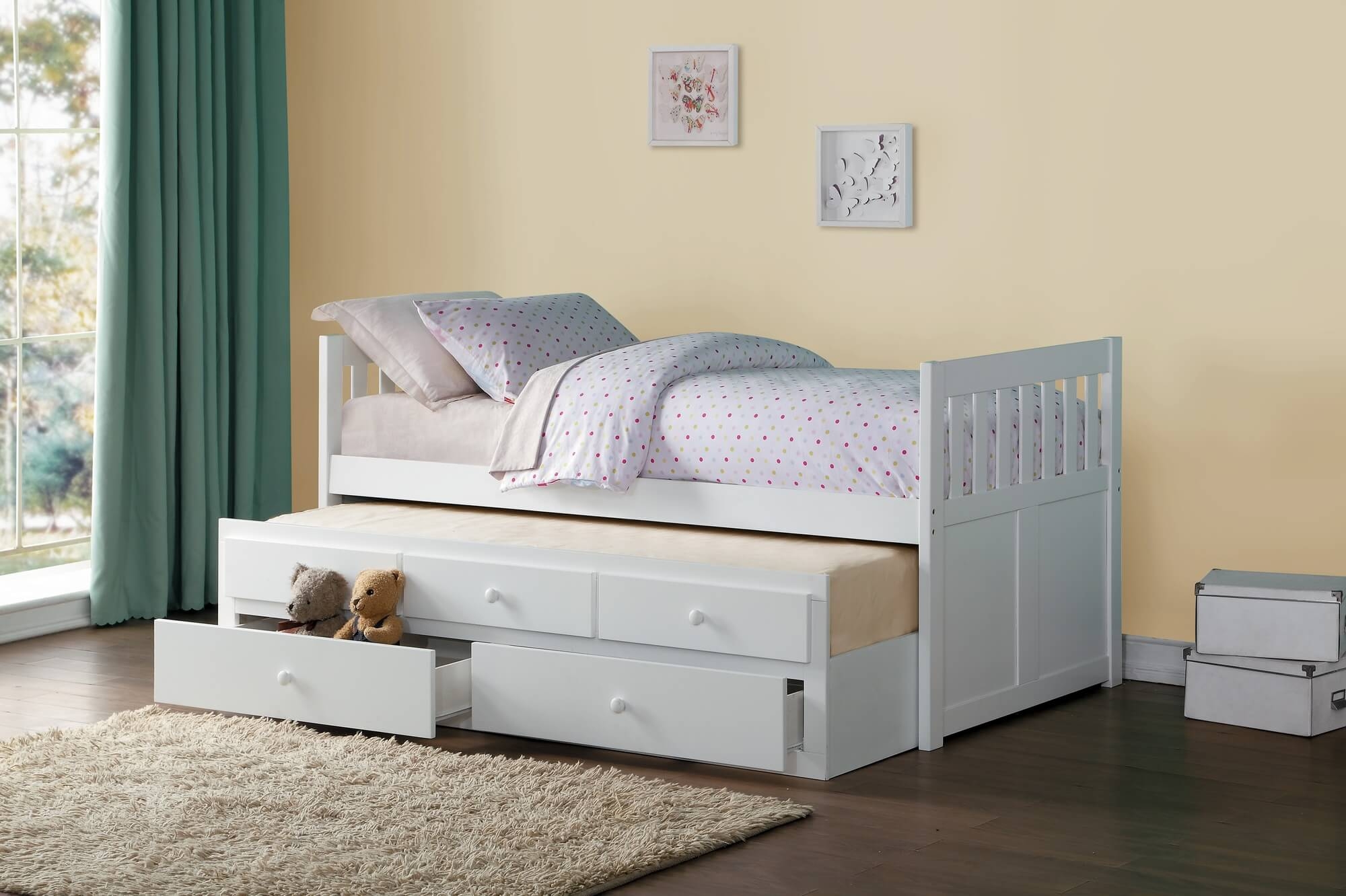 Galen Wood Storage Trundle Bed, Twin/Twin Size