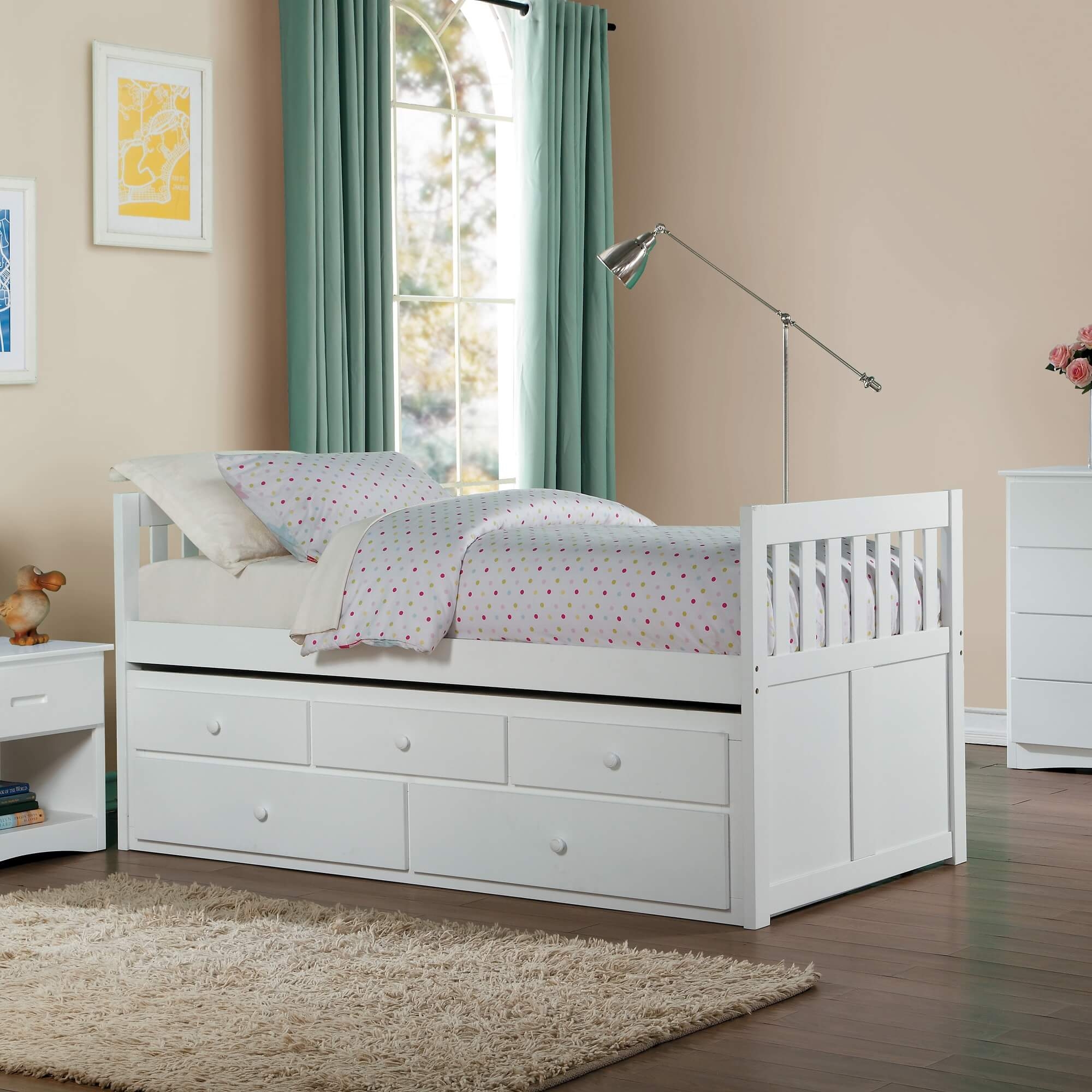Galen Wood Storage Trundle Bed, Twin/Twin Size