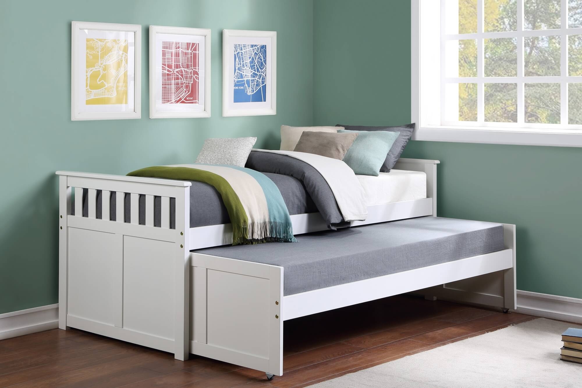 Galen Wood Trundle Bed, Twin/Twin Size