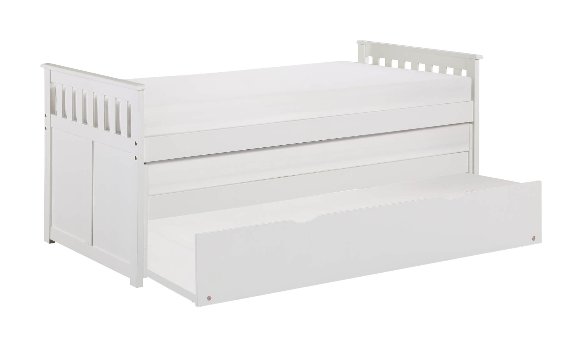 Galen Wood Trundle Bed w/ Extra Twin Trundle, Twin/Twin Size