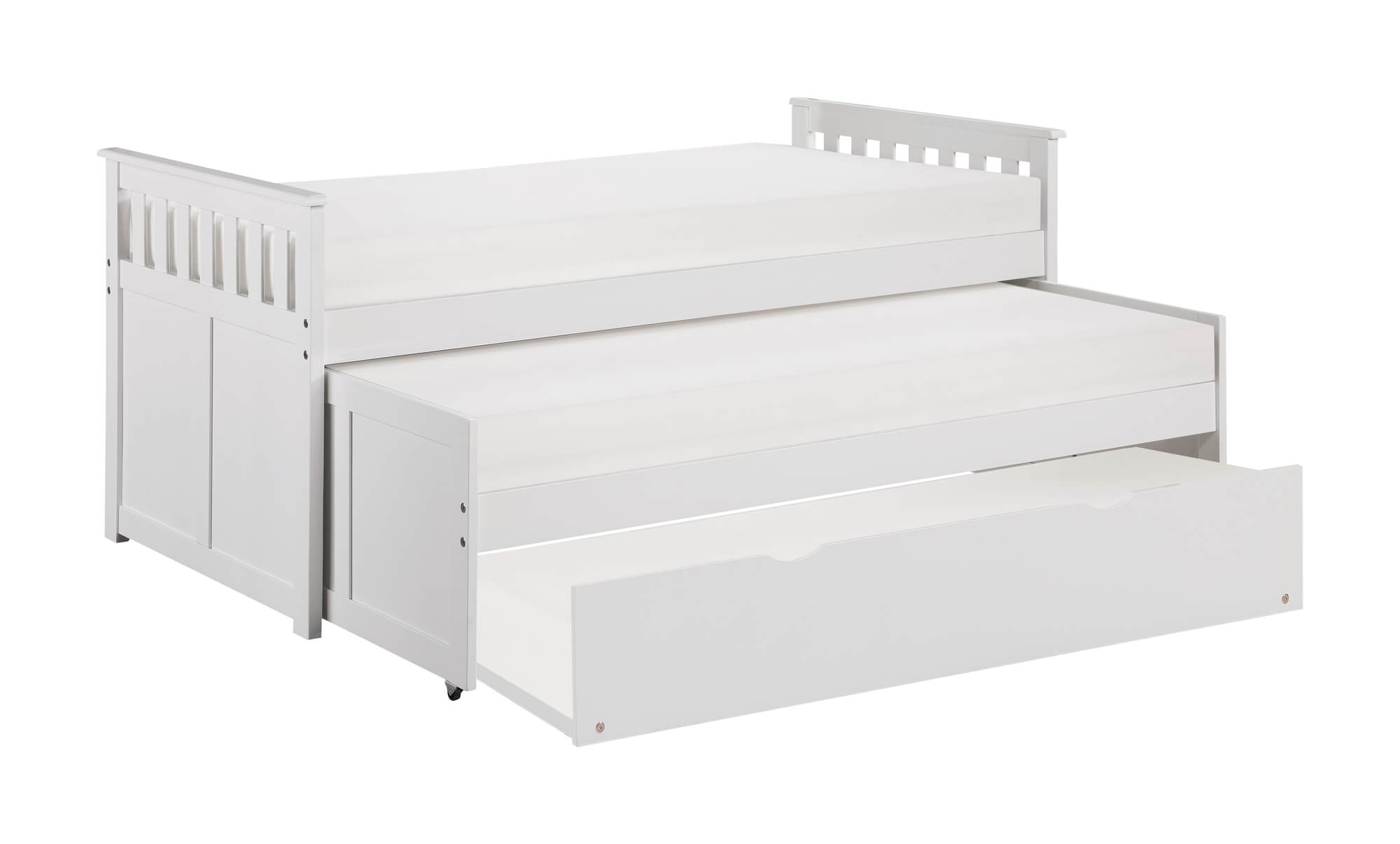 Galen Wood Trundle Bed w/ Extra Twin Trundle, Twin/Twin Size