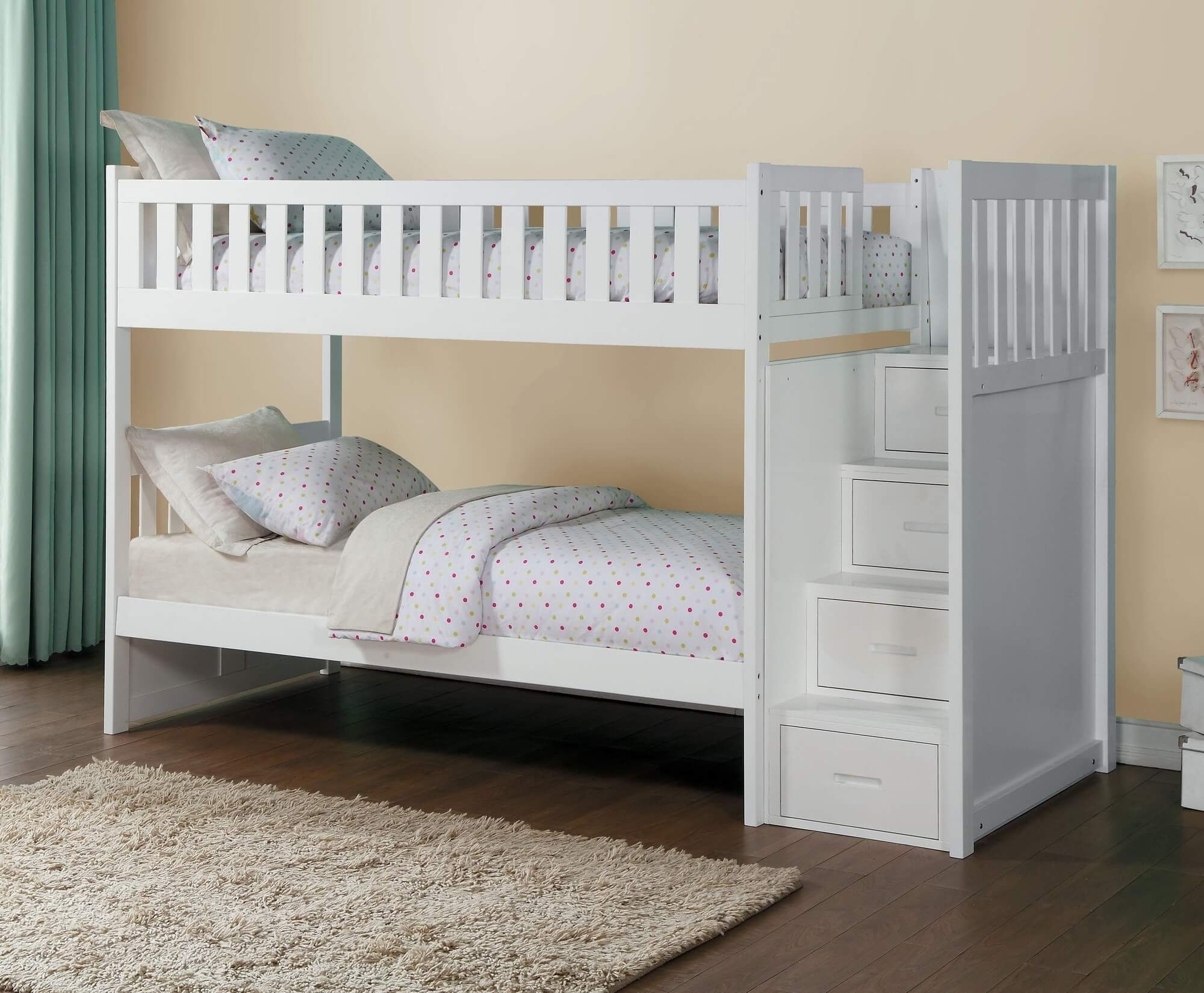 Galen Wood Bunk Bed w/ Reversible Step Storage, Twin/Twin Size