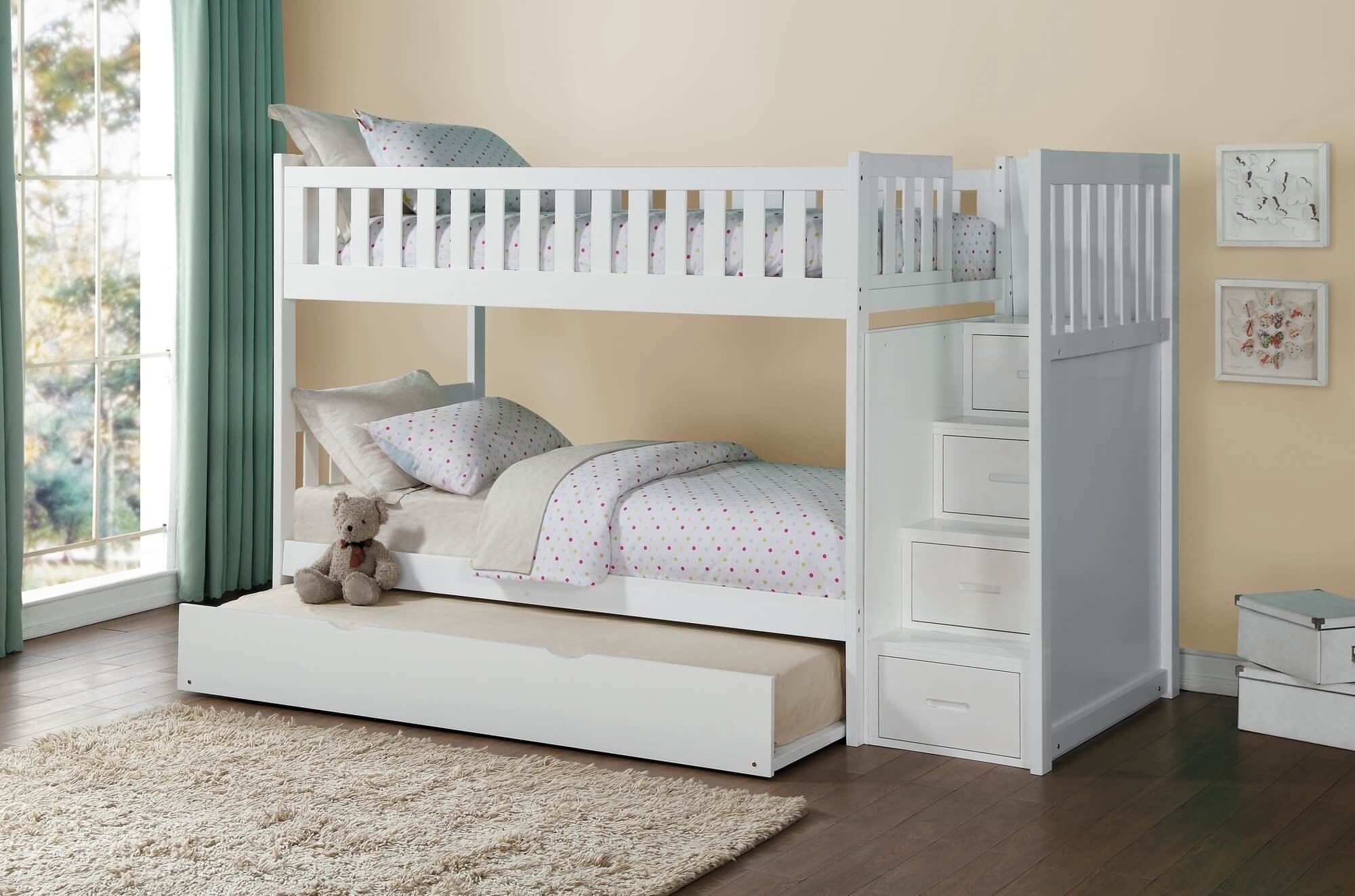 Galen Wood Bunk Bed w/ Reversible Step Storage, Twin/Twin Size
