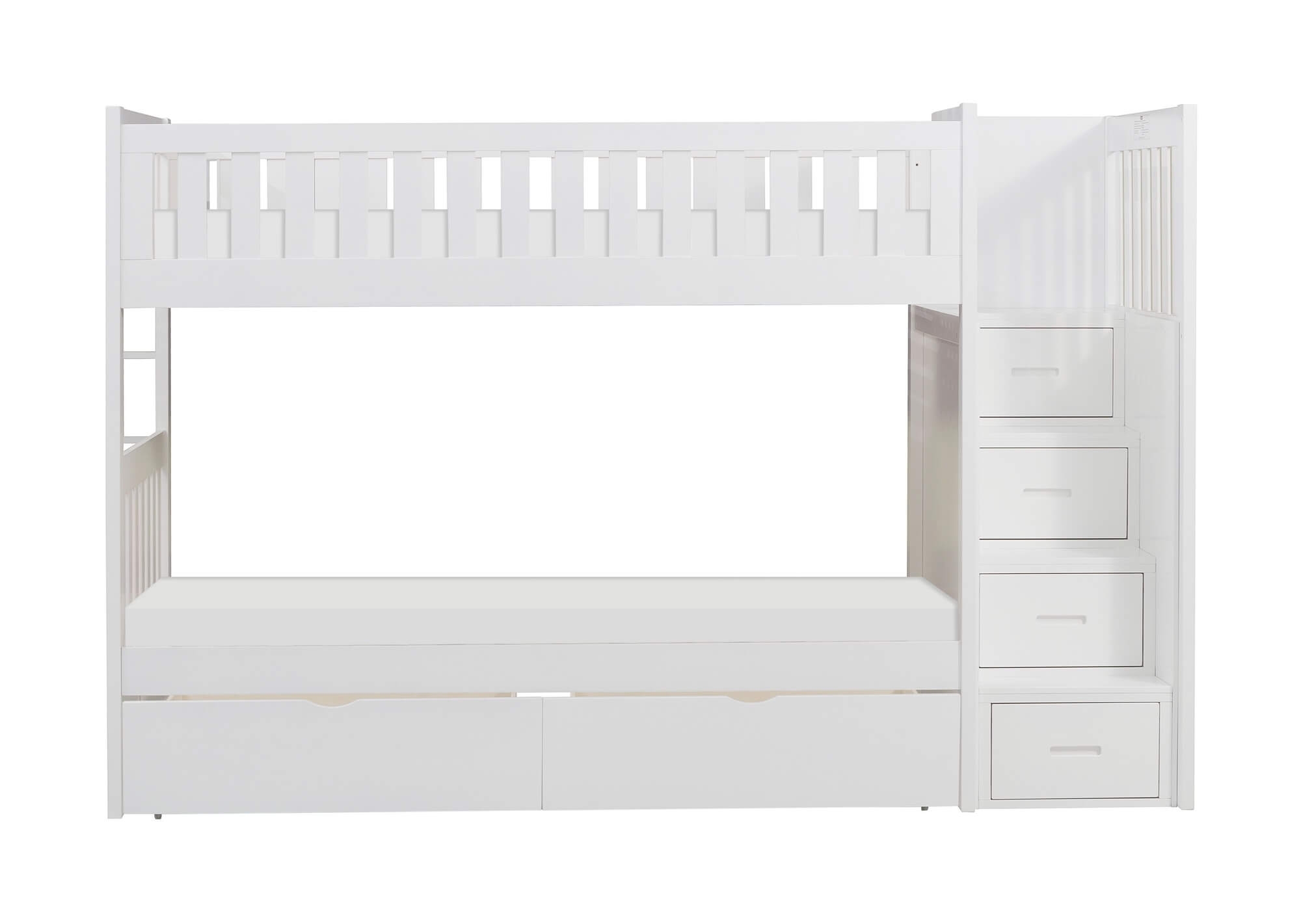 Galen Wood Bunk Bed w/ Storage Boxes & Reversible Step Storage, Twin/Twin Size