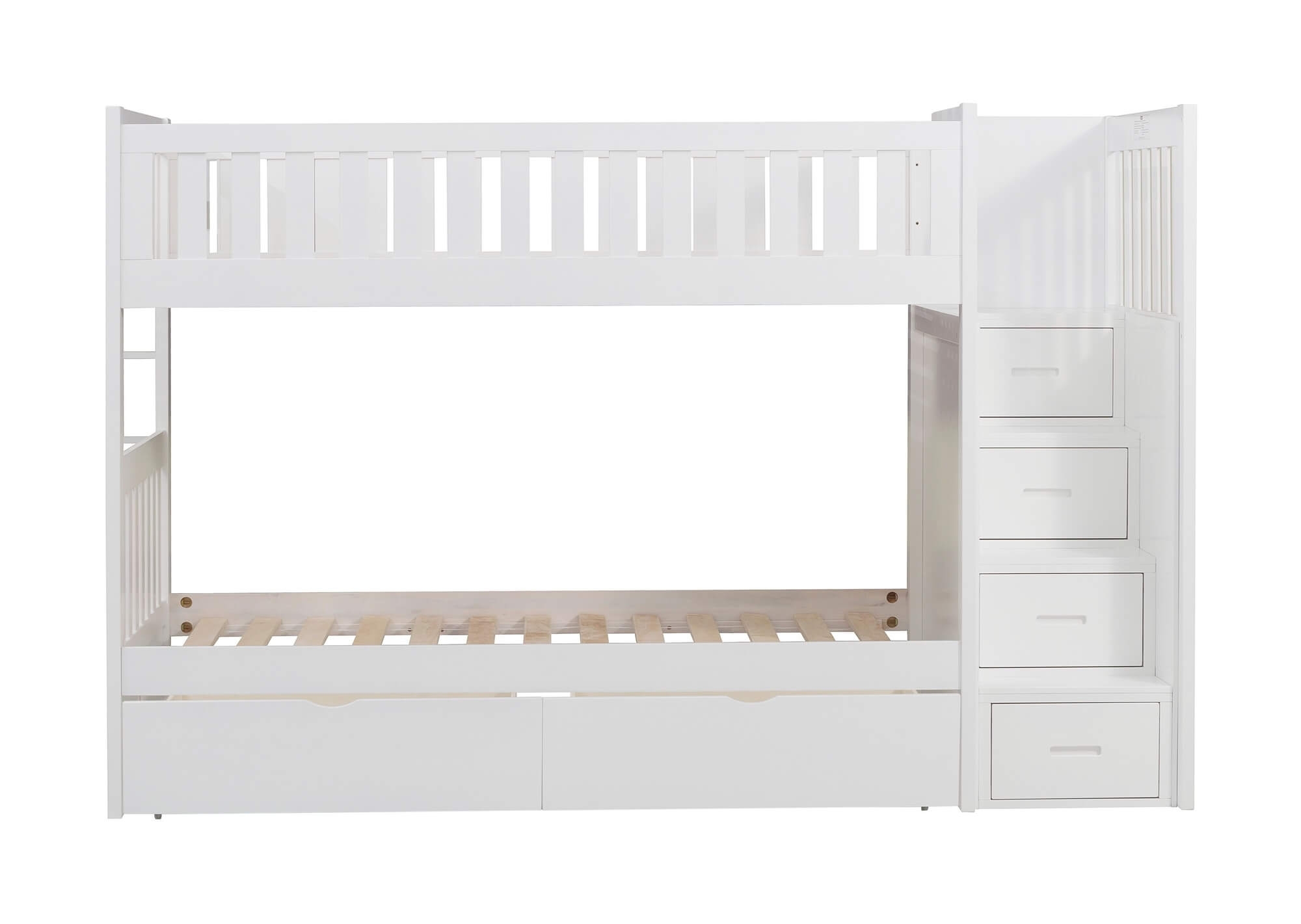Galen Wood Bunk Bed w/ Storage Boxes & Reversible Step Storage, Twin/Twin Size