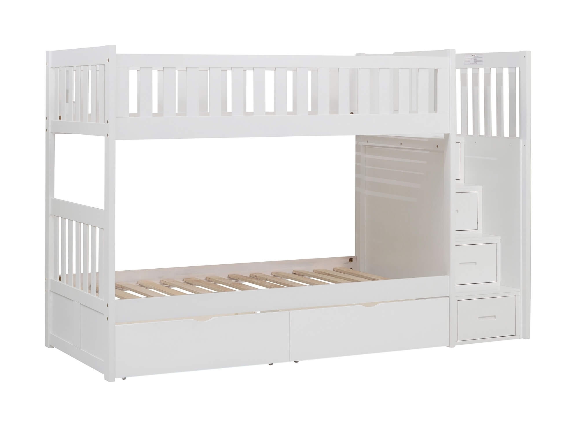 Galen Wood Bunk Bed w/ Storage Boxes & Reversible Step Storage, Twin/Twin Size