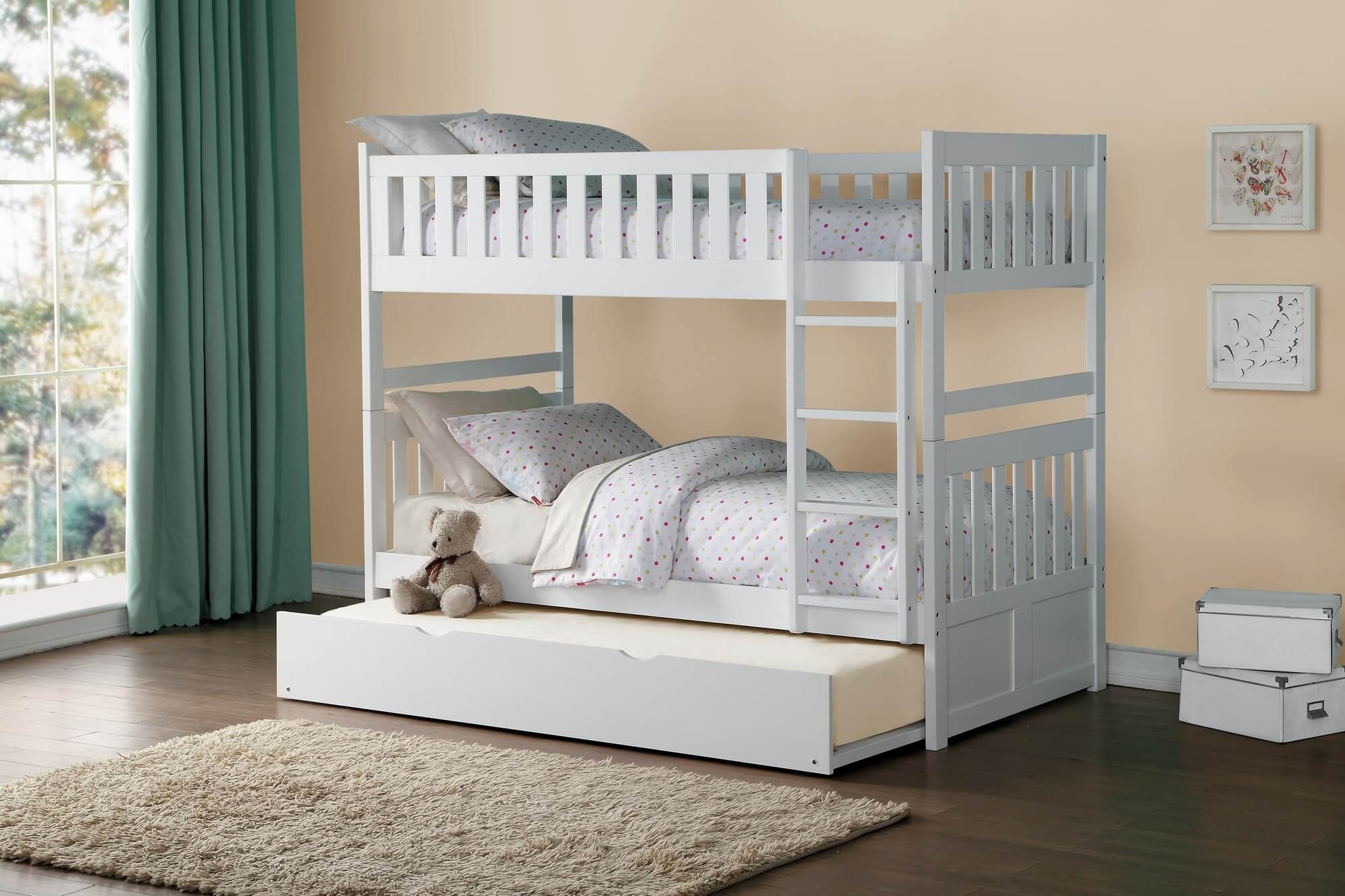 Galen Wood Bunk Bed w/ Twin Trundle, Twin/Twin Size