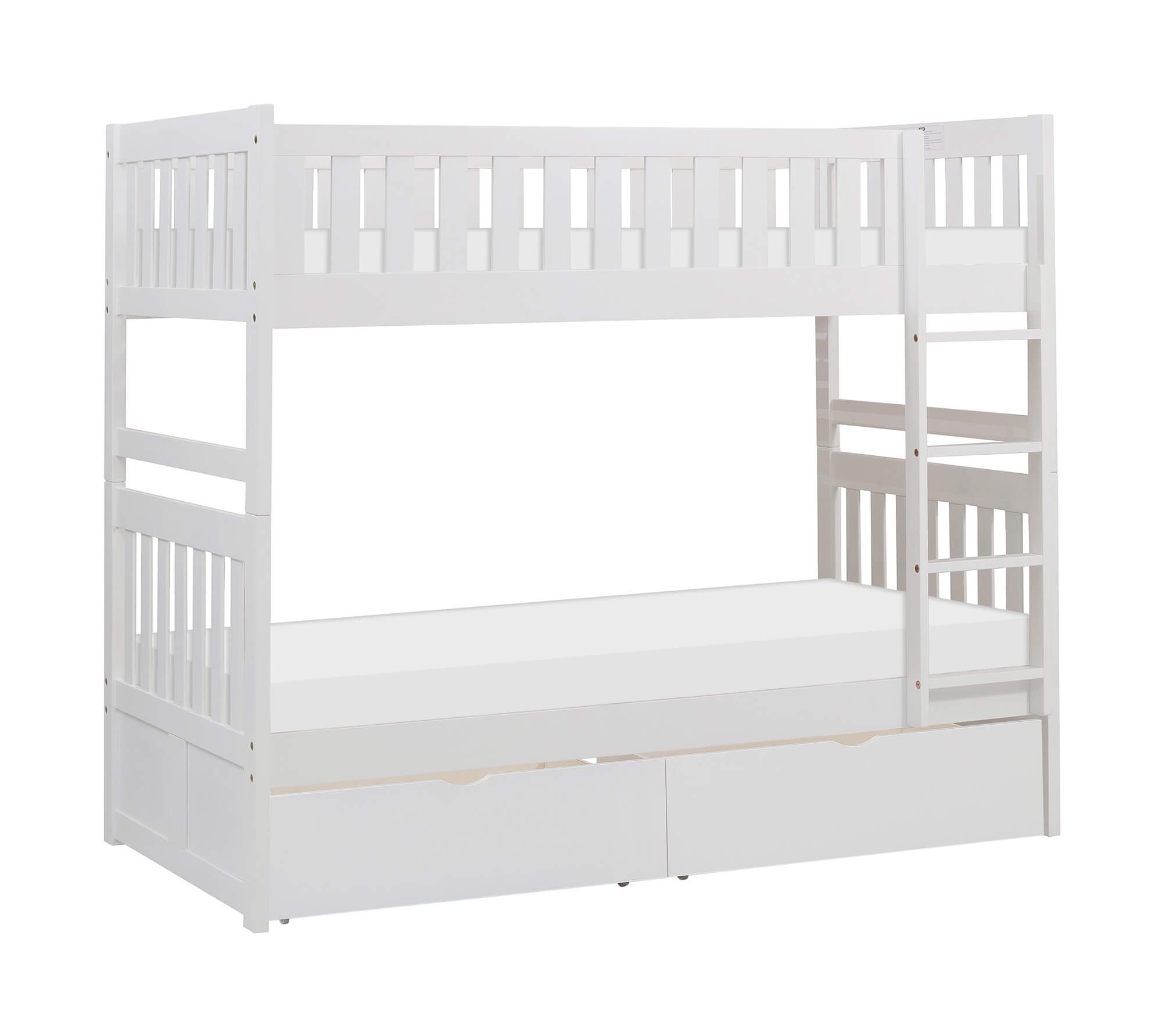 Galen Wood Bunk Bed w/ Storage Boxes, Twin/Twin Size
