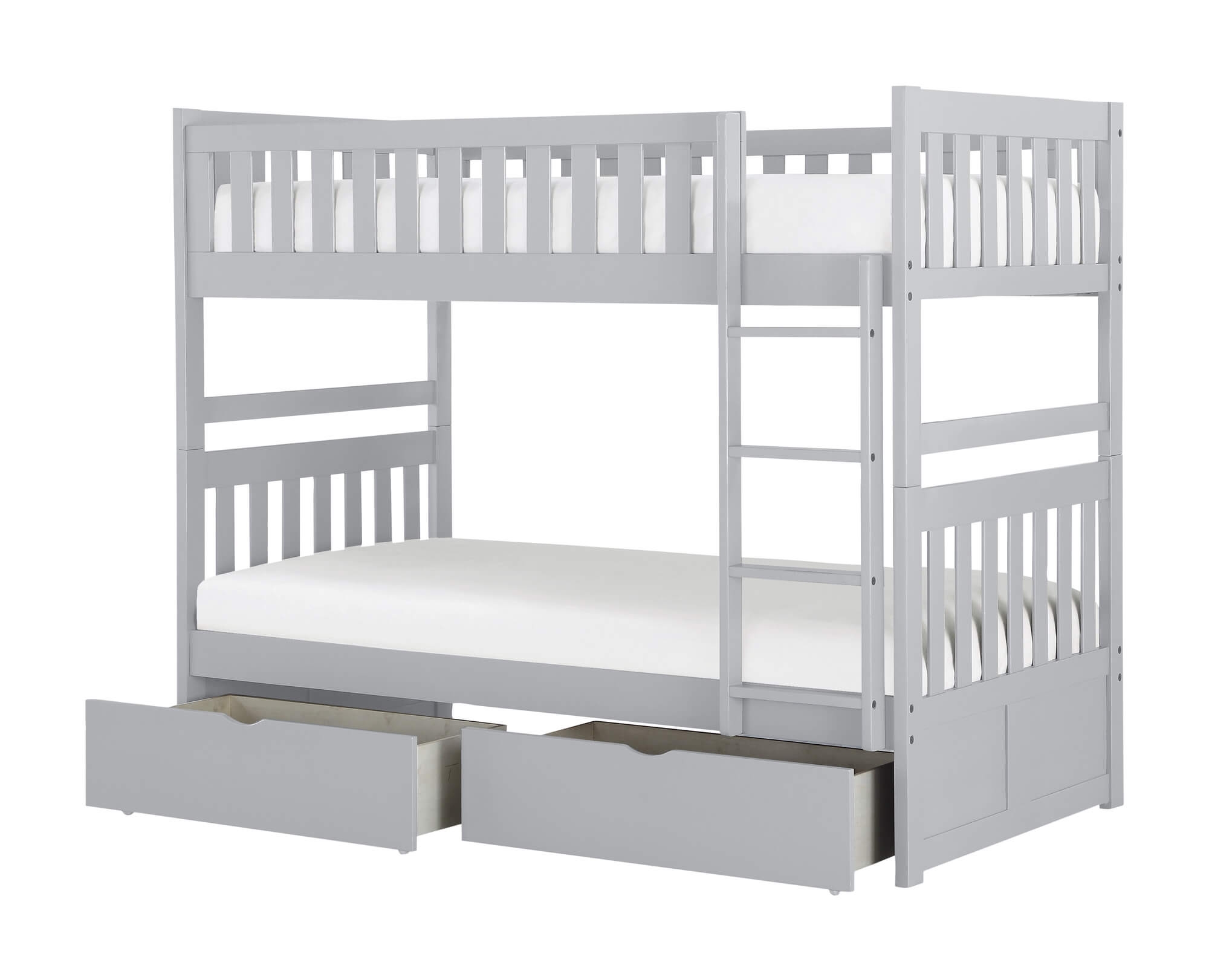 Orion Wood Bunk Bed w/ Storage Boxes, Twin/Twin Size