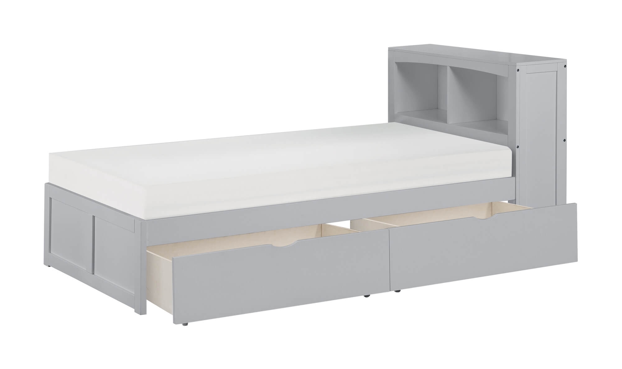 Orion Wood Bookcase Bed w/ Storage Boxes, Twin Size