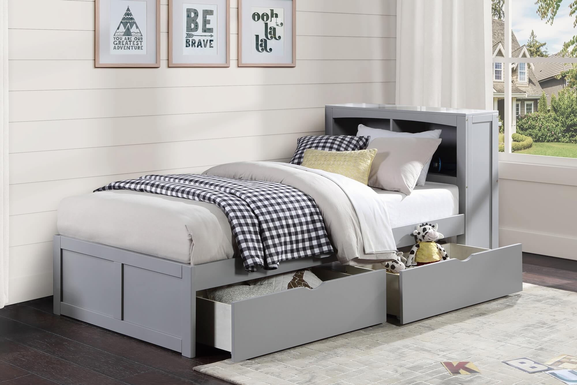 Orion Wood Bookcase Bed, Twin Size