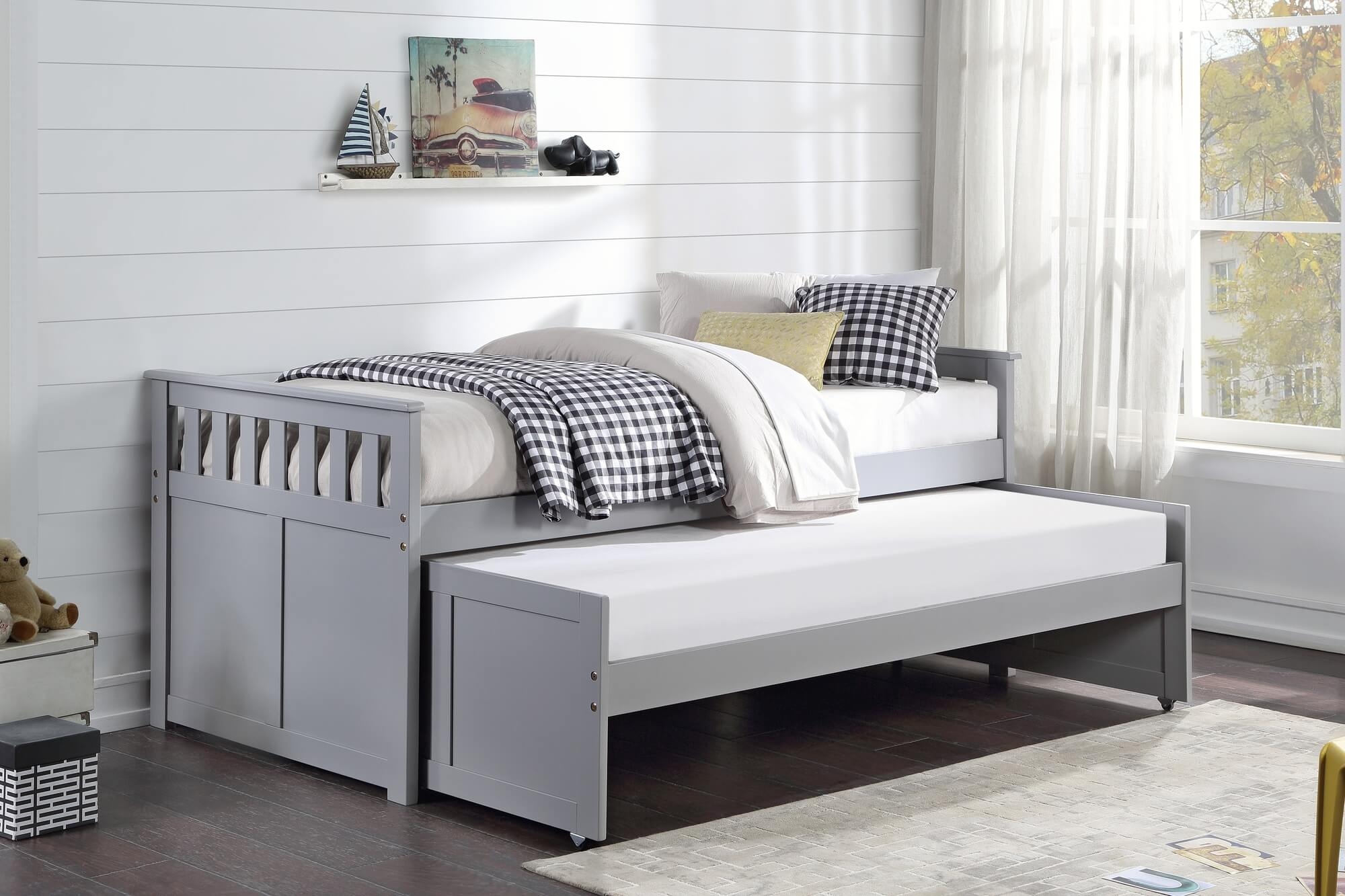 Orion Wood Trundle Bed, Twin/Twin Size