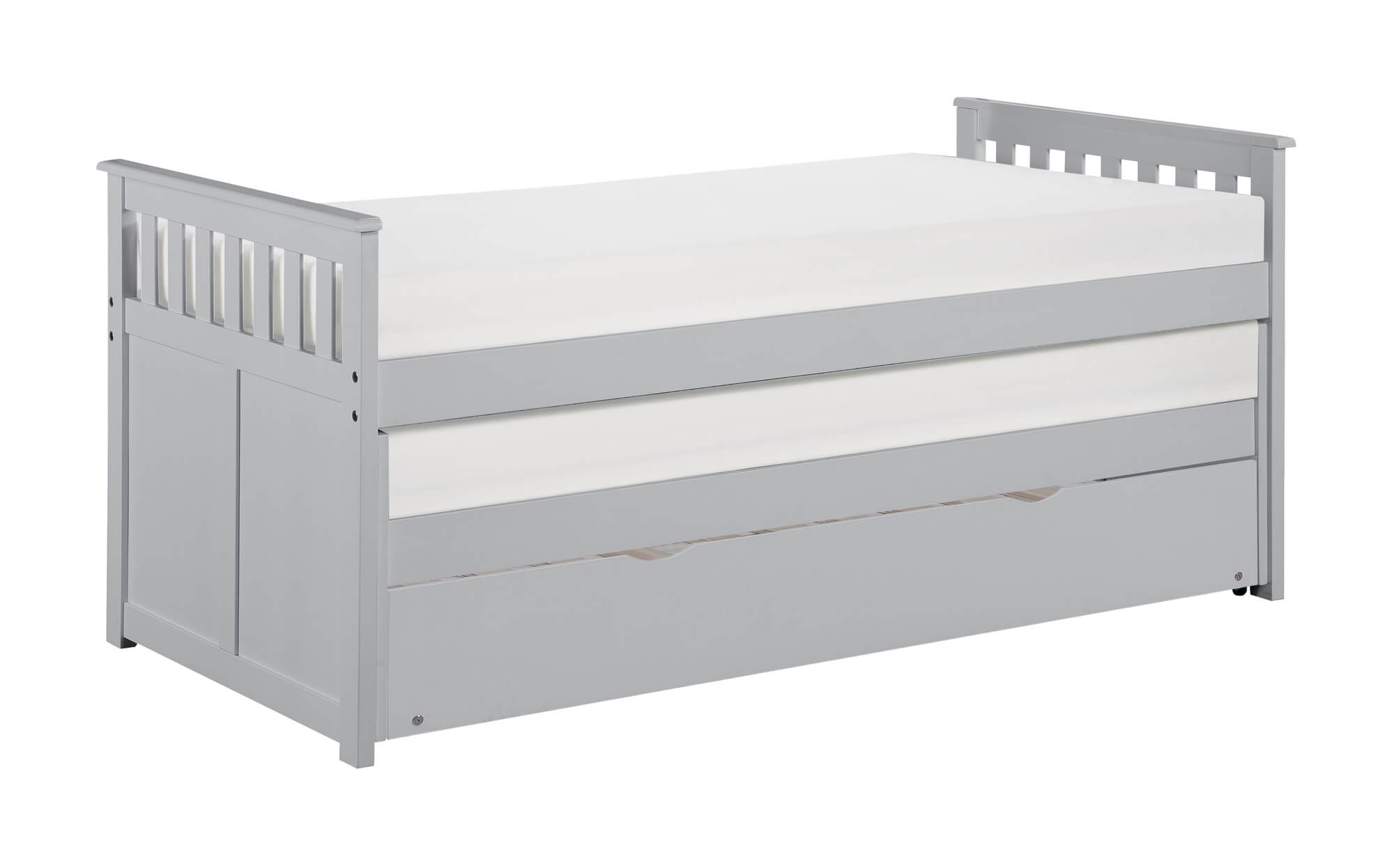 Orion Wood Trundle Bed w/ Extra Twin Trundle, Twin/Twin Size