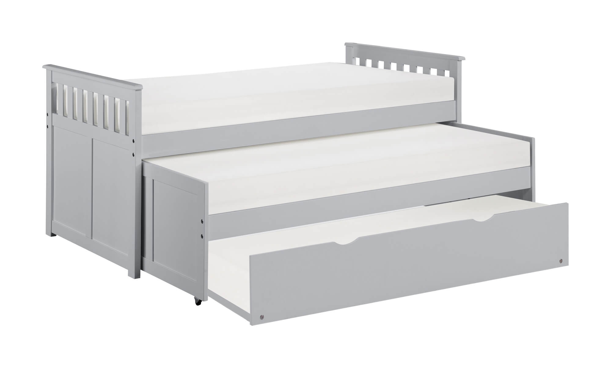 Orion Wood Trundle Bed w/ Extra Twin Trundle, Twin/Twin Size