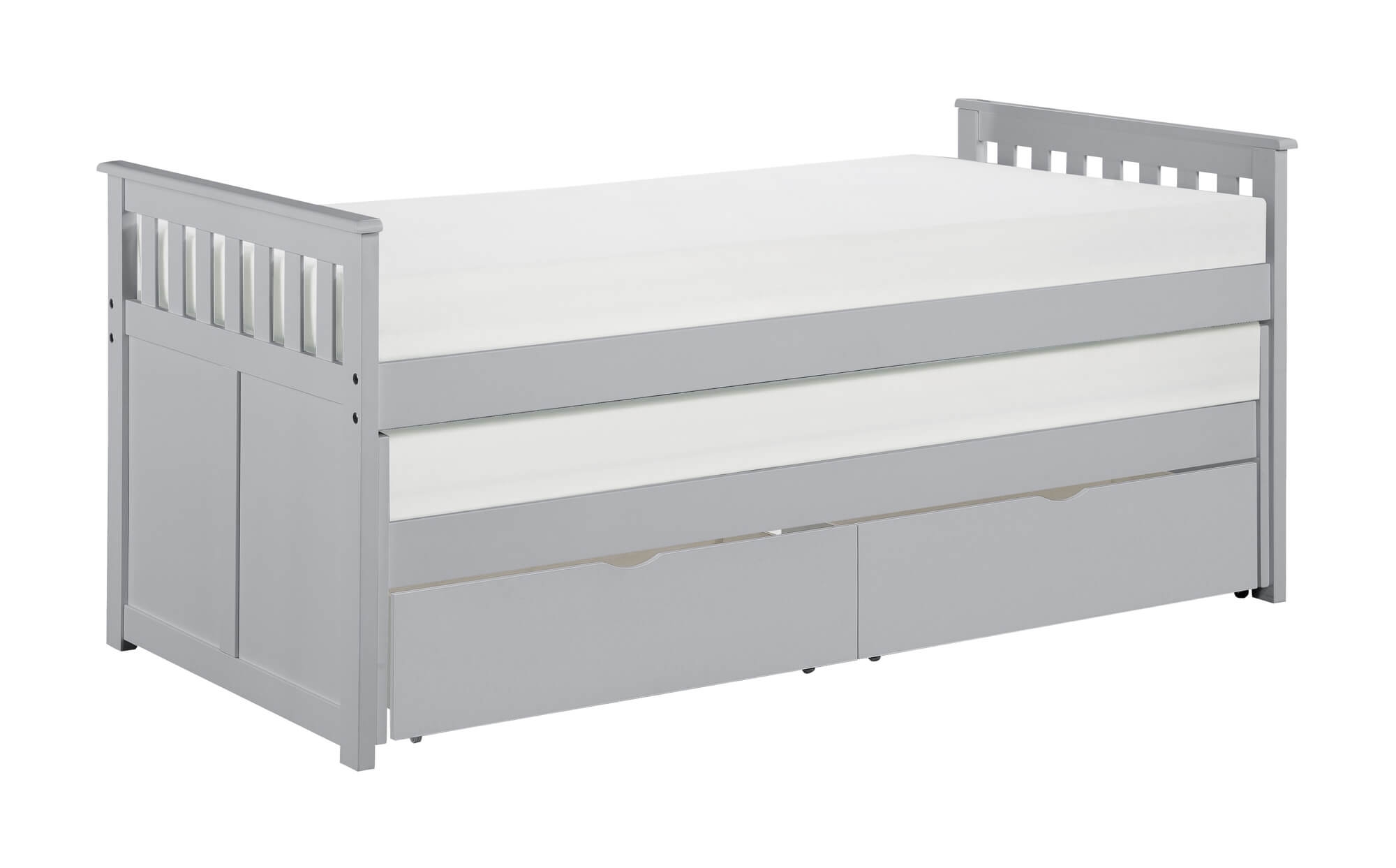 Orion Wood Trundle Bed w/ Storage Boxes, Twin/Twin Size