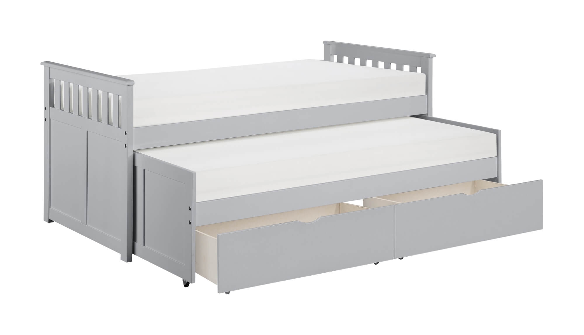 Orion Wood Trundle Bed w/ Storage Boxes, Twin/Twin Size