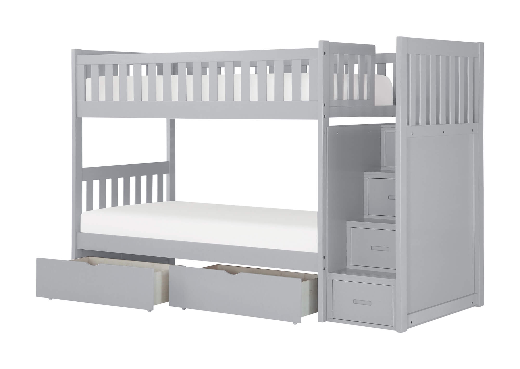Orion Wood Bunk Bed w/ Reversible Step Storage, Twin/Twin Size