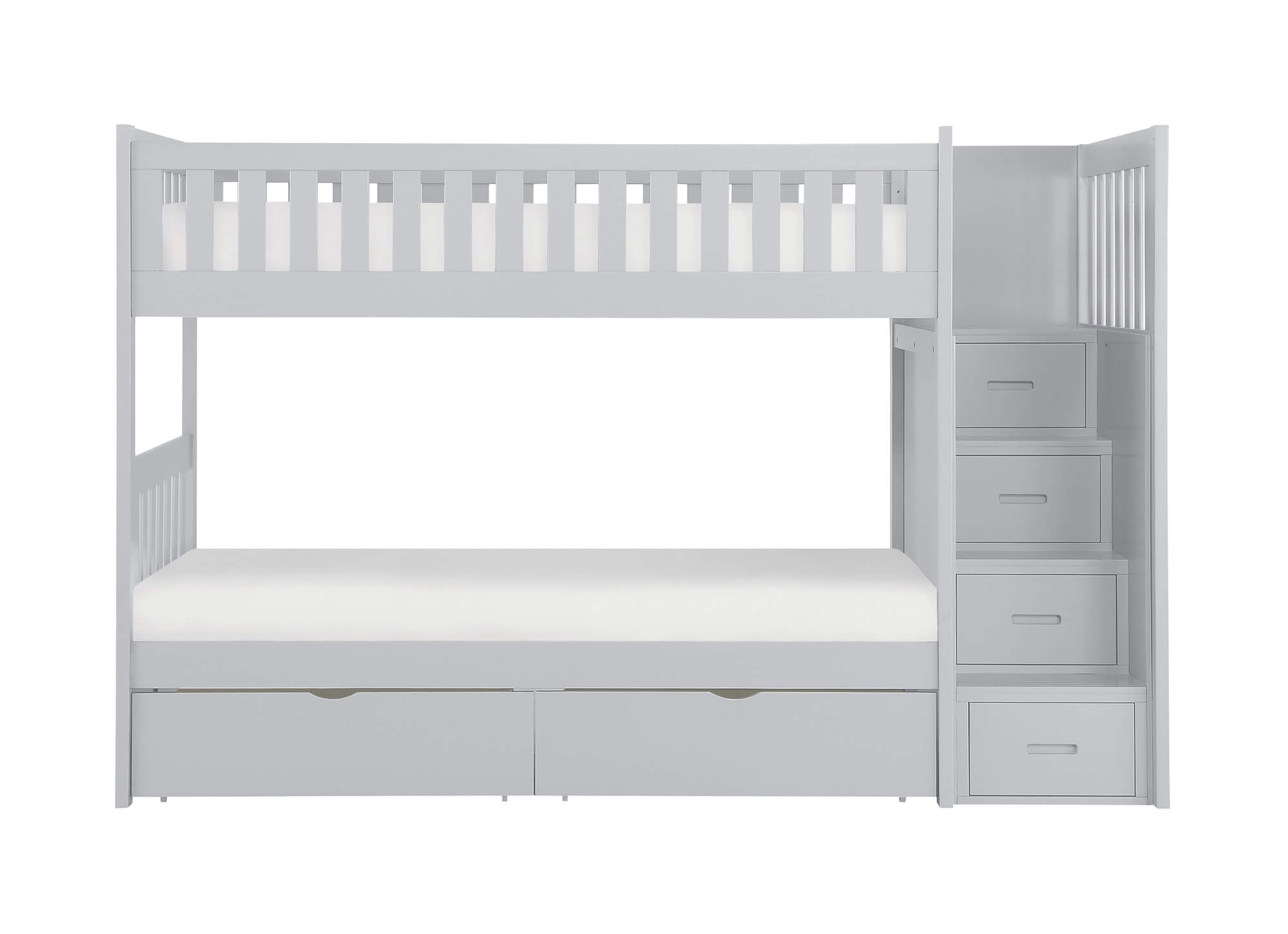Orion Wood Bunk Bed w/ Reversible Step Storage, Twin/Twin Size