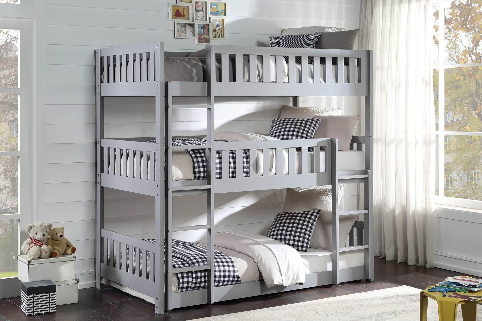 Orion Wood Triple Bunk Bed, Twin/Twin/Twin Size