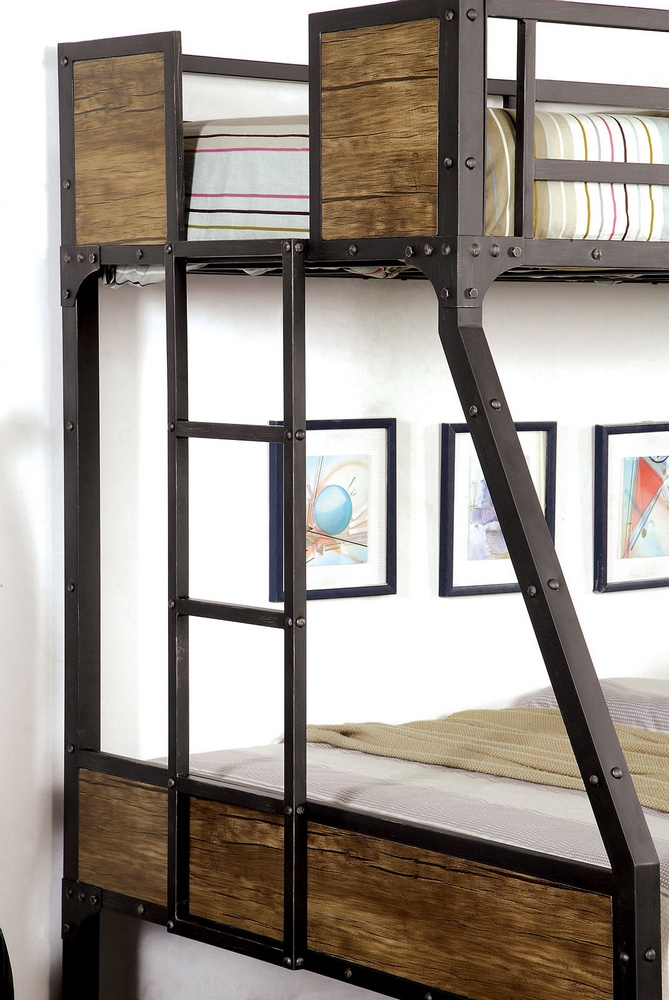 Clapton Metal/Wood Bunk Bed, Twin/Full Size