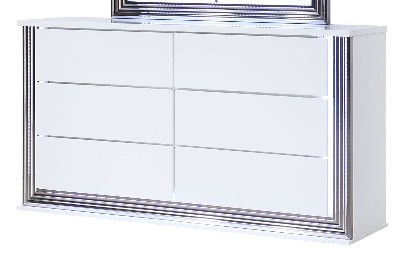 Ylime 6-Drawer Wood Veneer Dresser w/LED Lighting