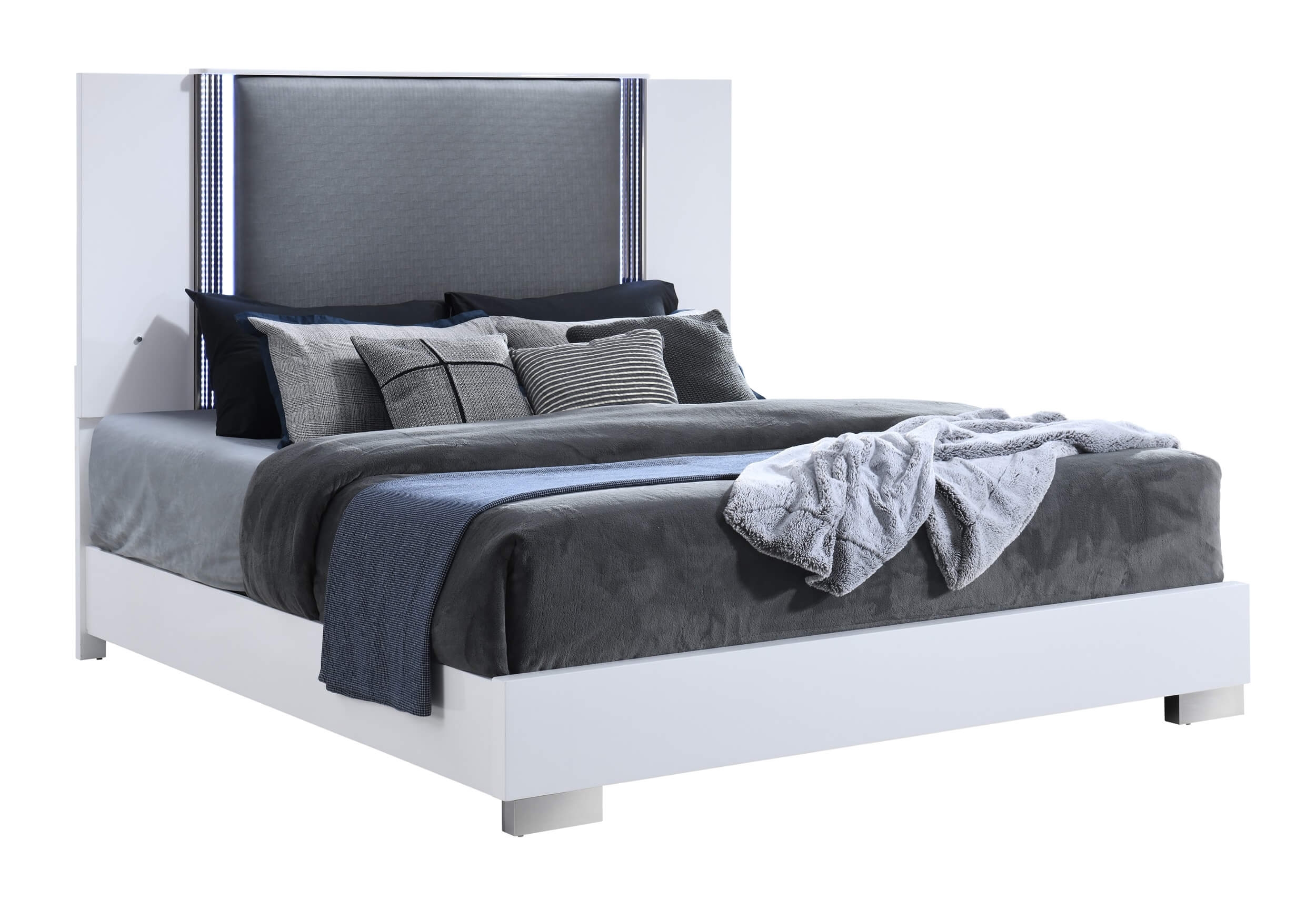 Ylime MDF/Wood Platform Bedroom Set w/LED Lighting