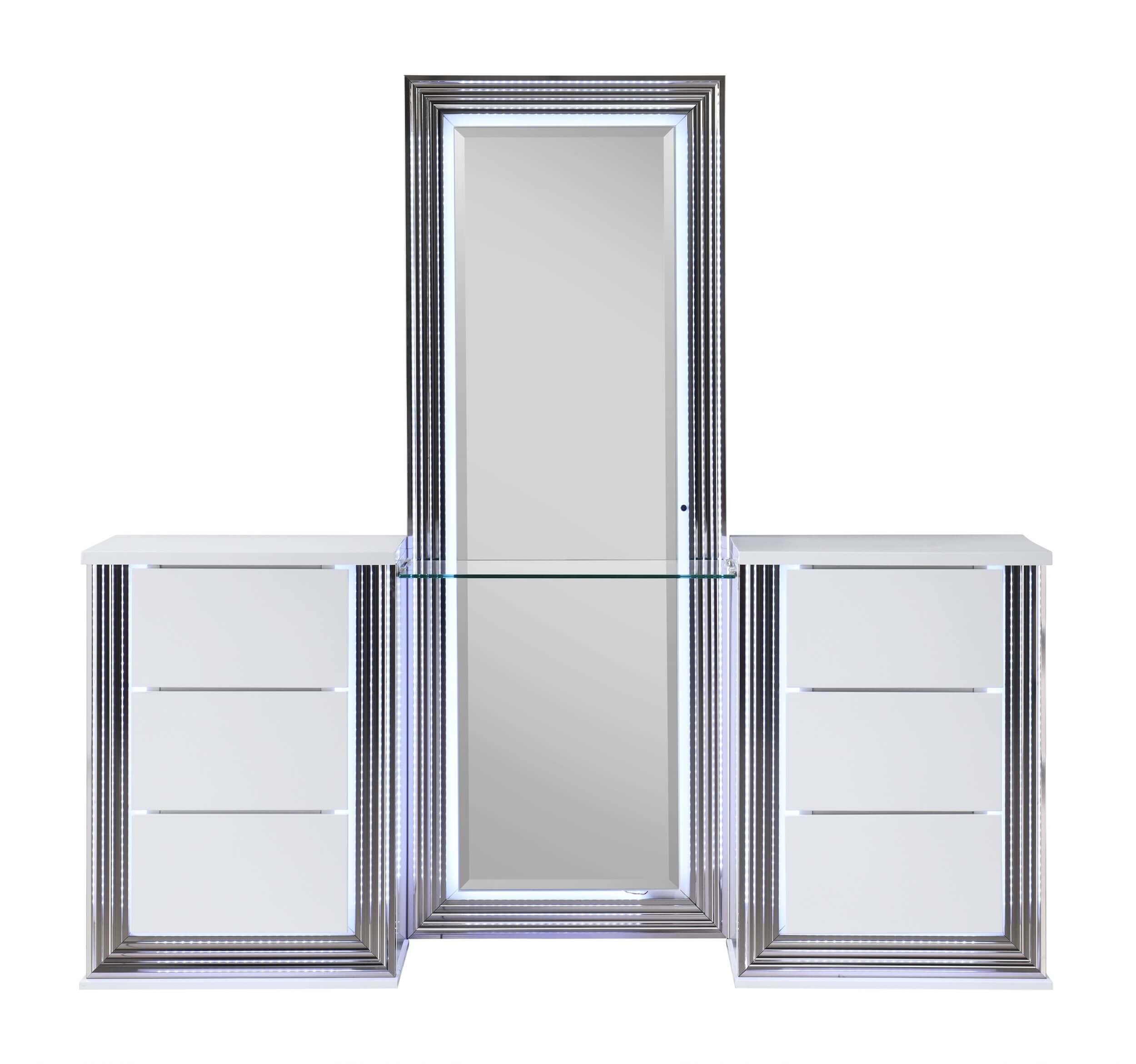 Ylime MDF/Wood Vanity Set w/LED Lighting & Stool