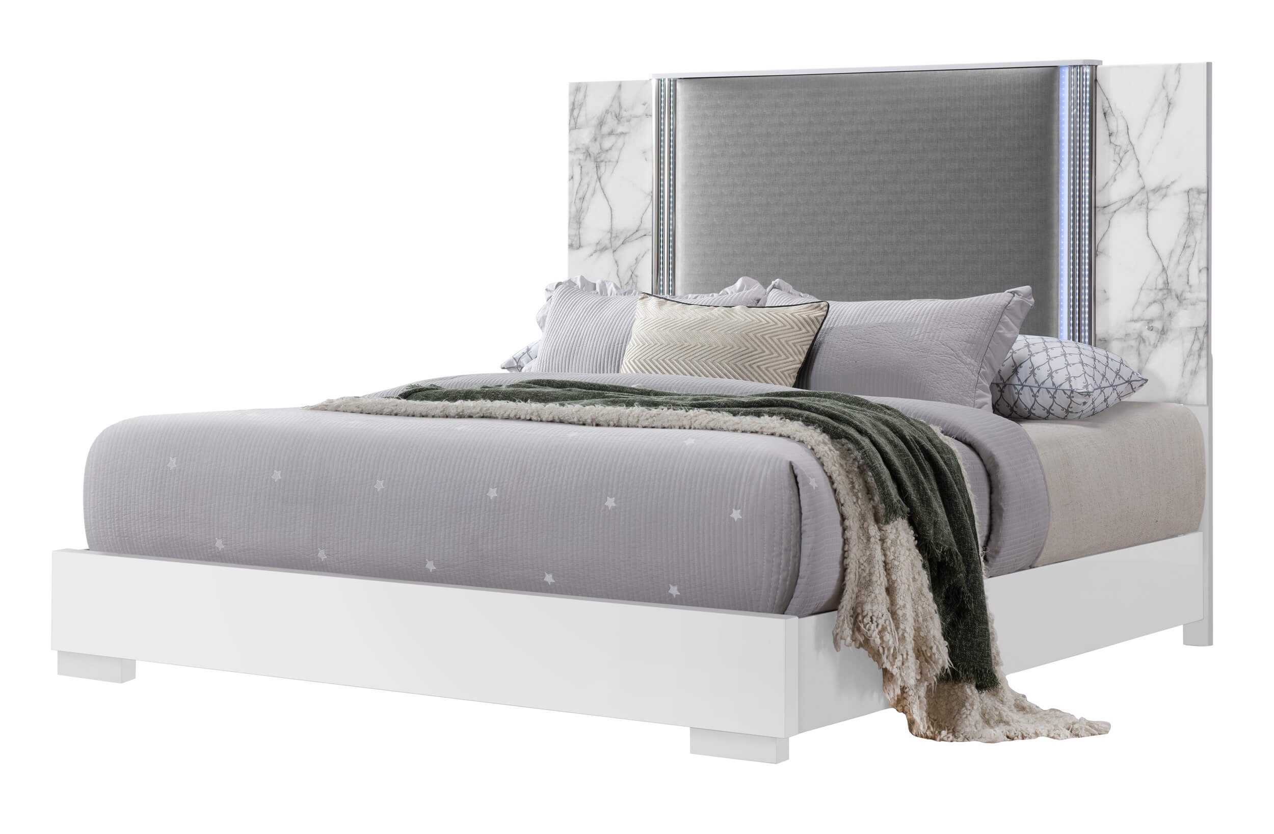 Ylime MDF/Wood Platform Bedroom Set w/LED Lighting