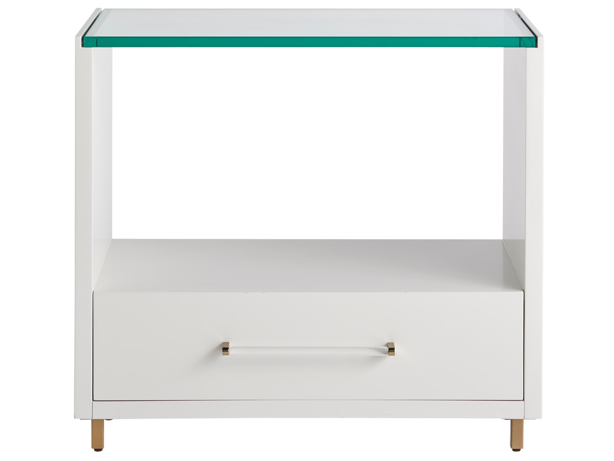Peony Wood Glass Top Nightstand w/Drawer