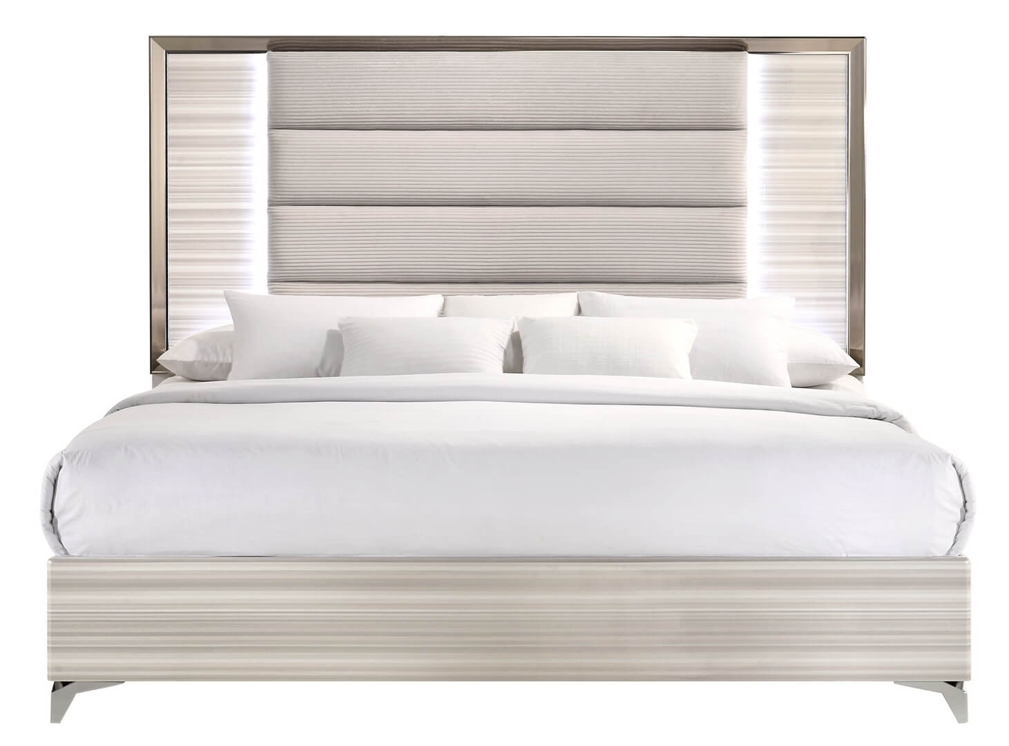 zambrano white queen bed with led