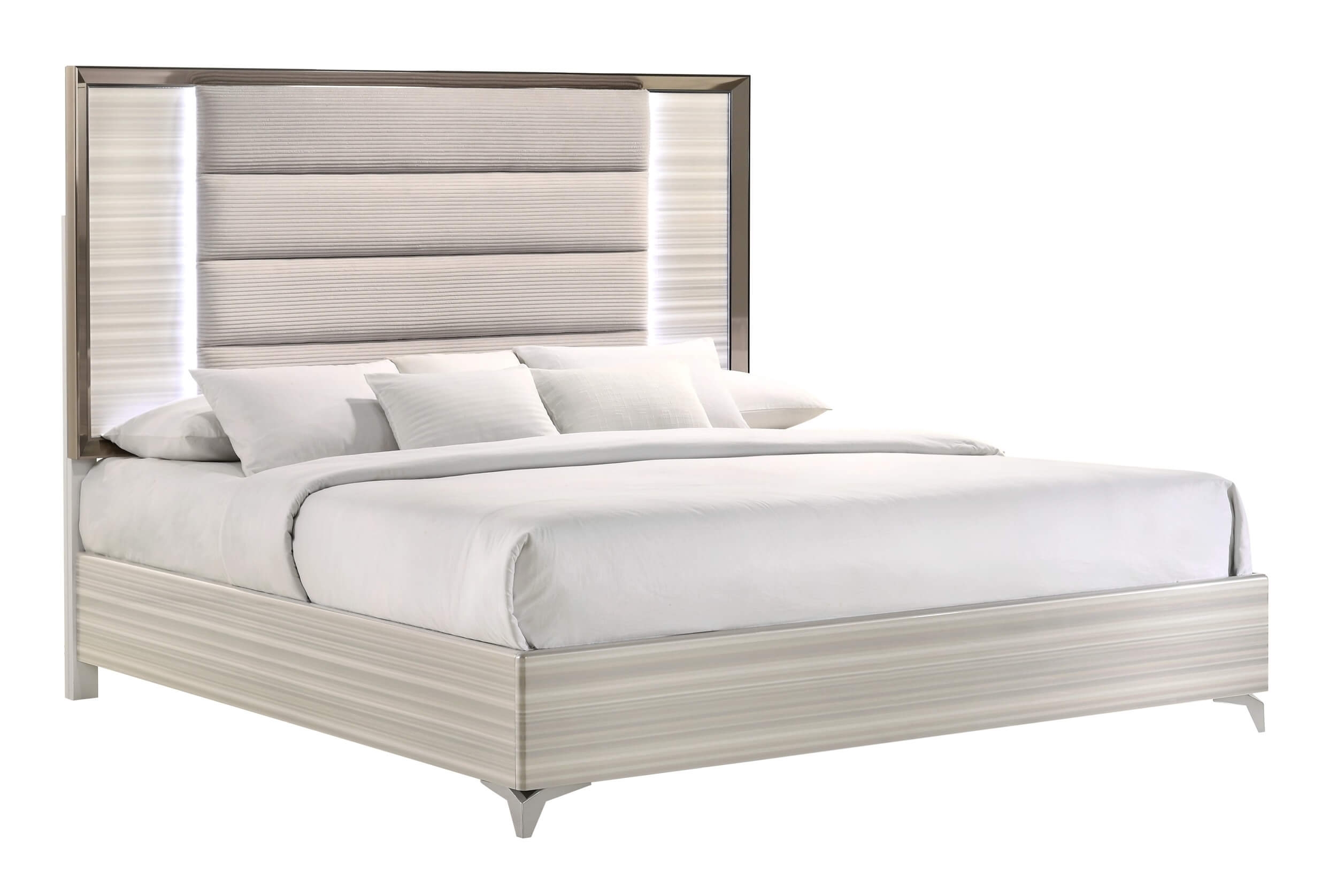 Zambrano MDF/Wood/Fabric Platform Bed w/LED Ligth, King Size