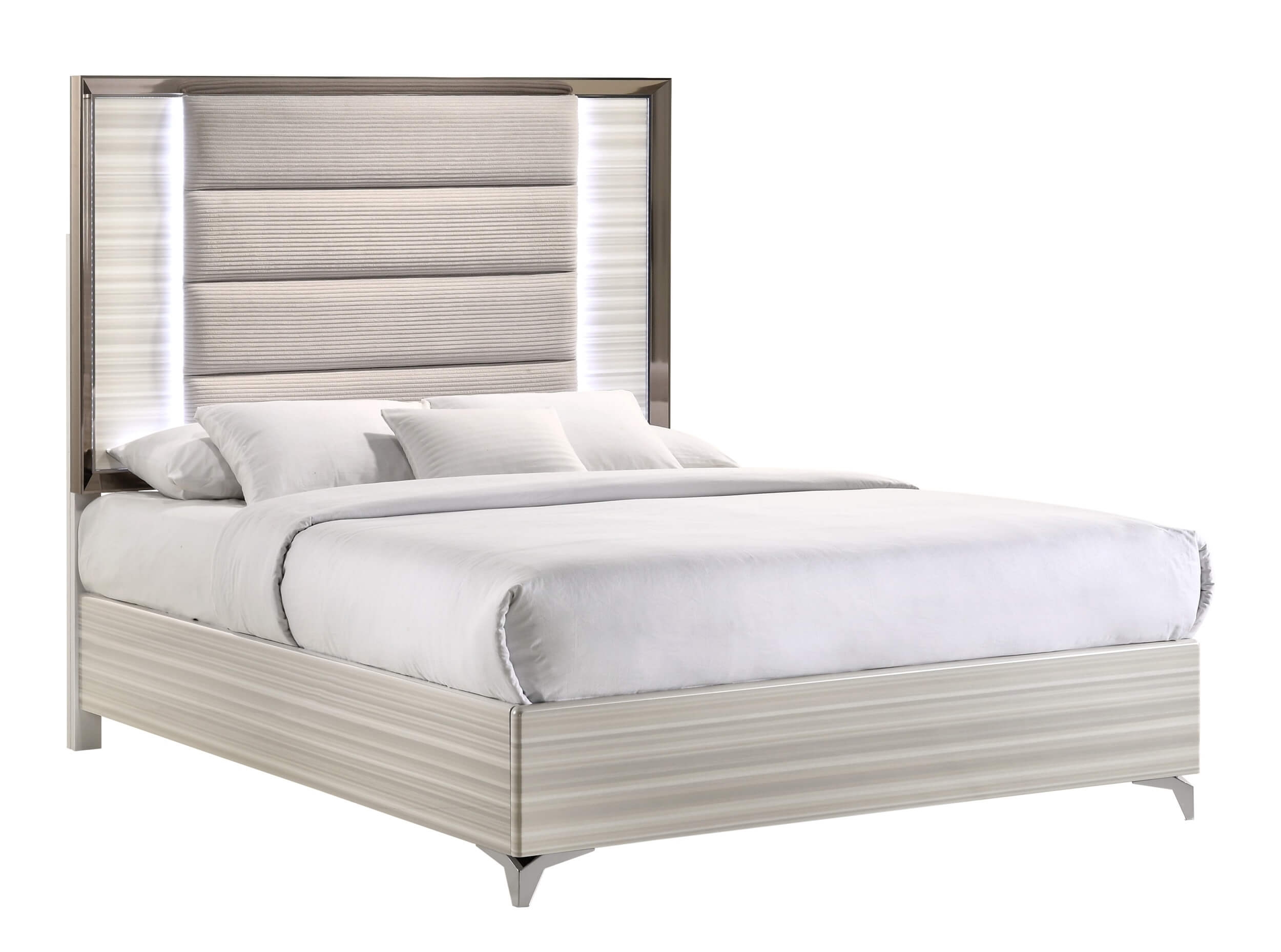 Zambrano MDF/Wood/Fabric Platform Bed w/LED Ligth, Queen Size