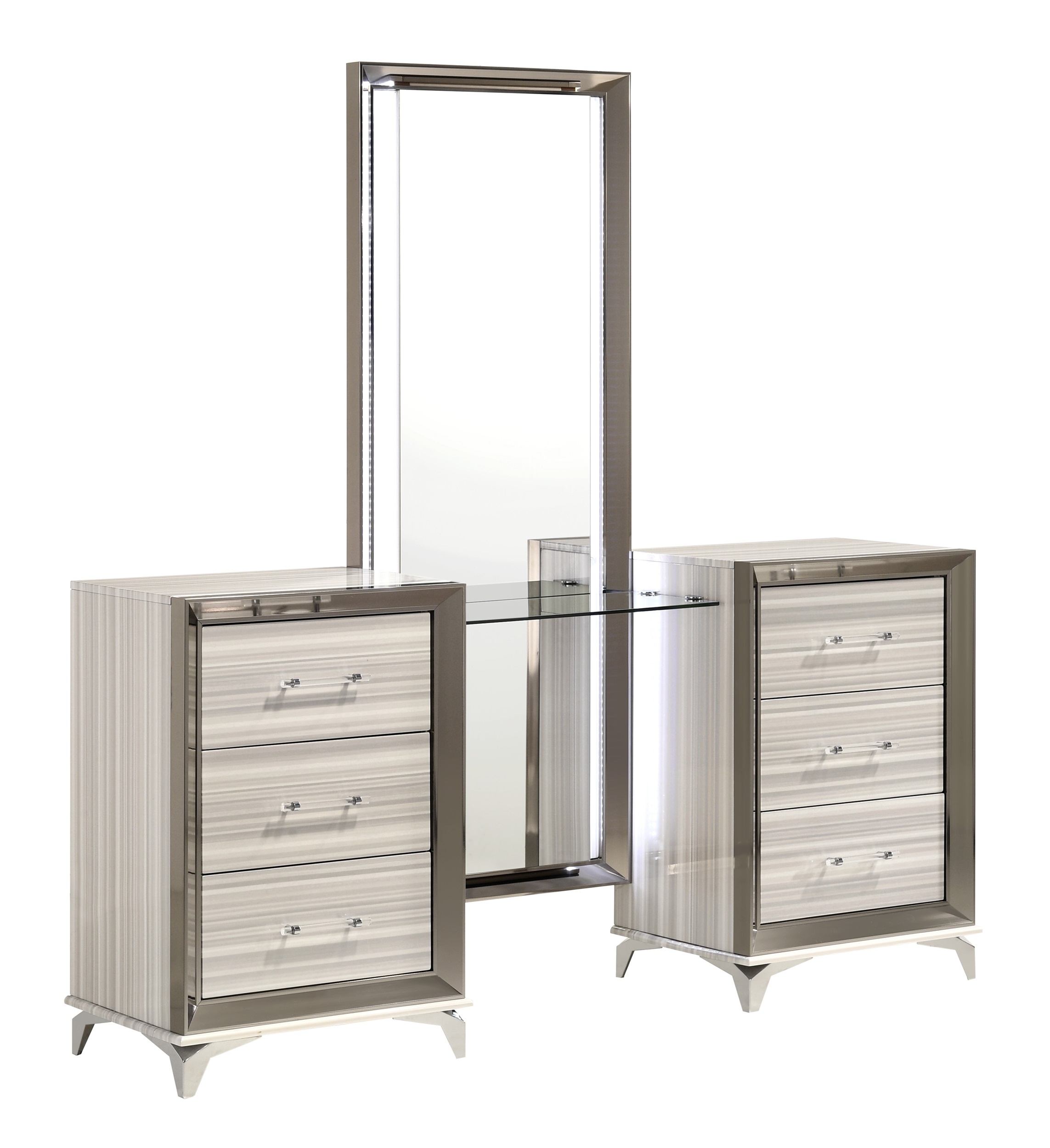 Zambrano Wood Veneer Vanity Set w/LED Light