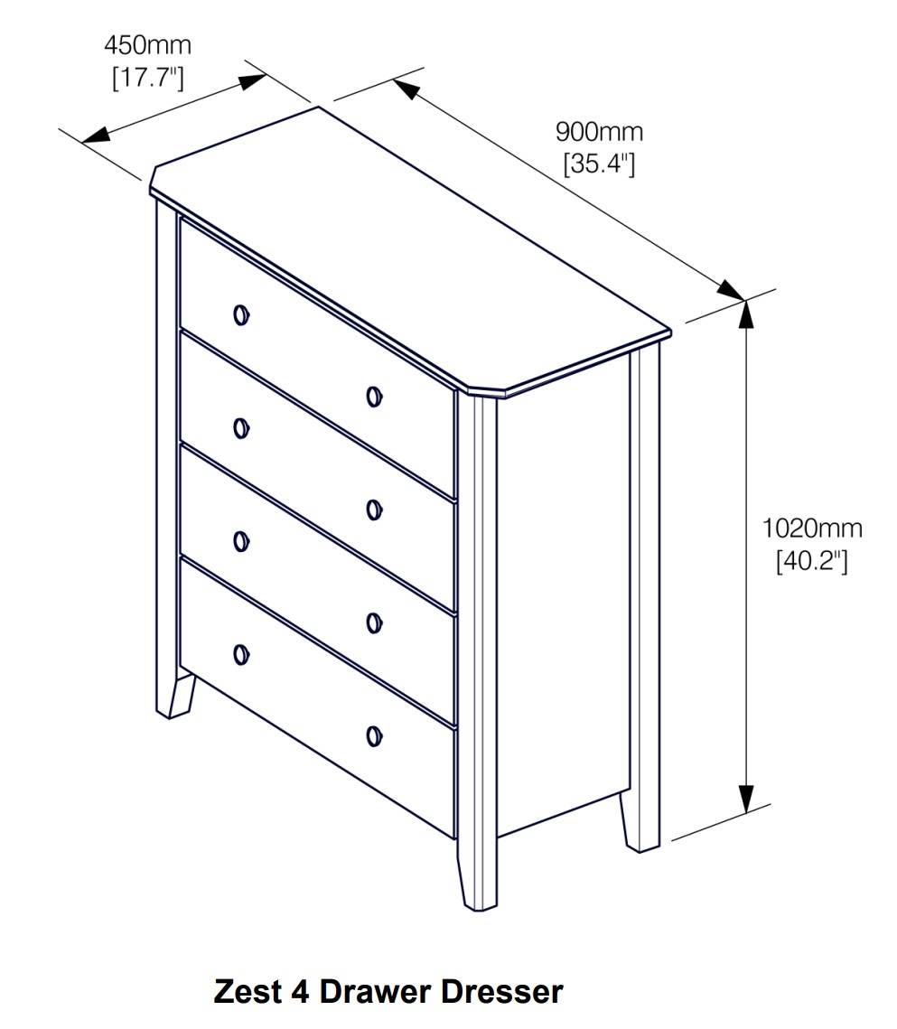 Zest Wood Chest w/4 Drawers