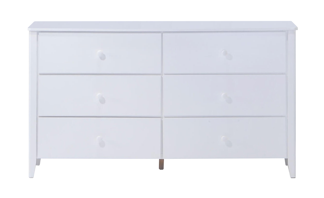 Night & Day Wood Double Dresser w/6 Drawers in White 