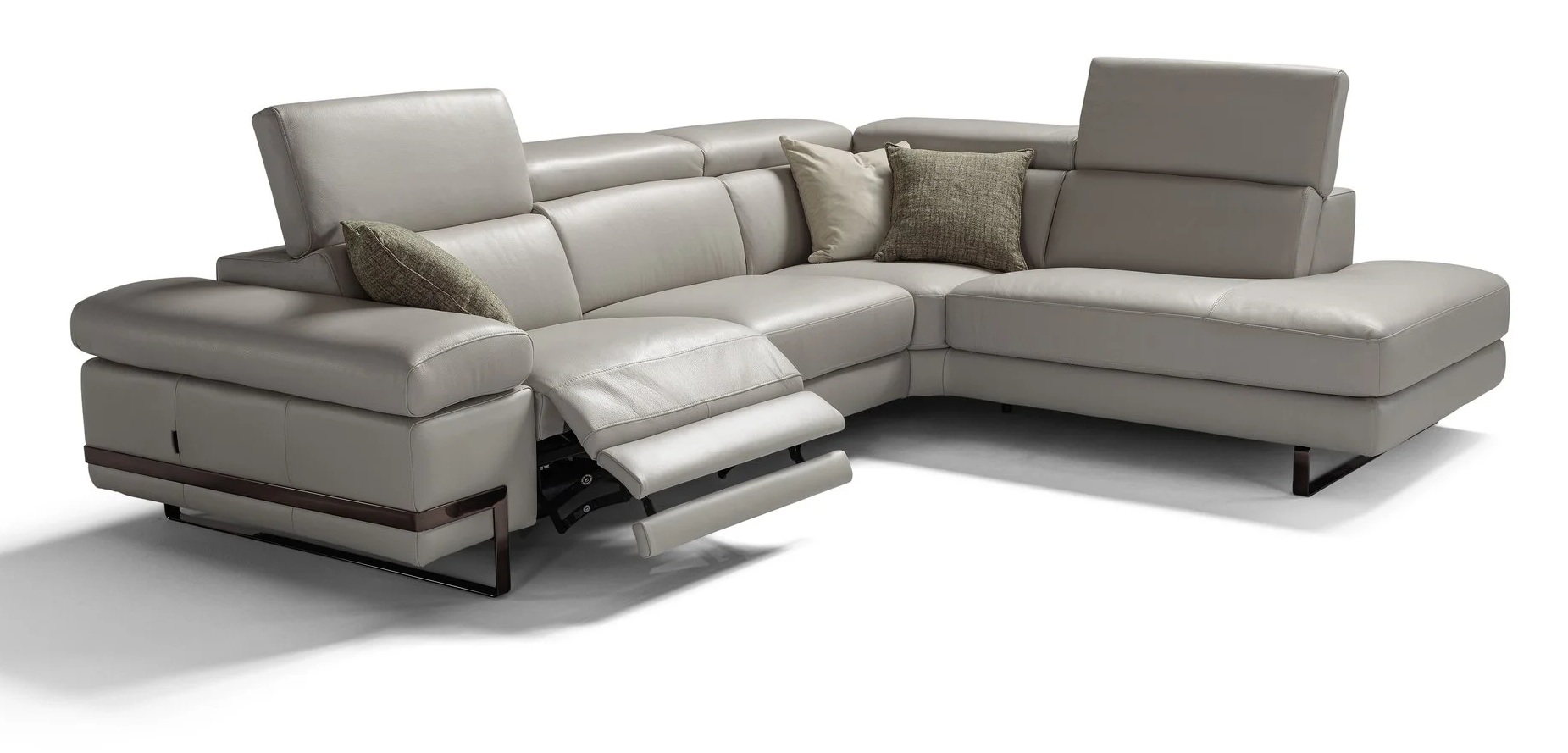 Zeus Leather Reclining Modular L-Shape Custom Sectional Sofa