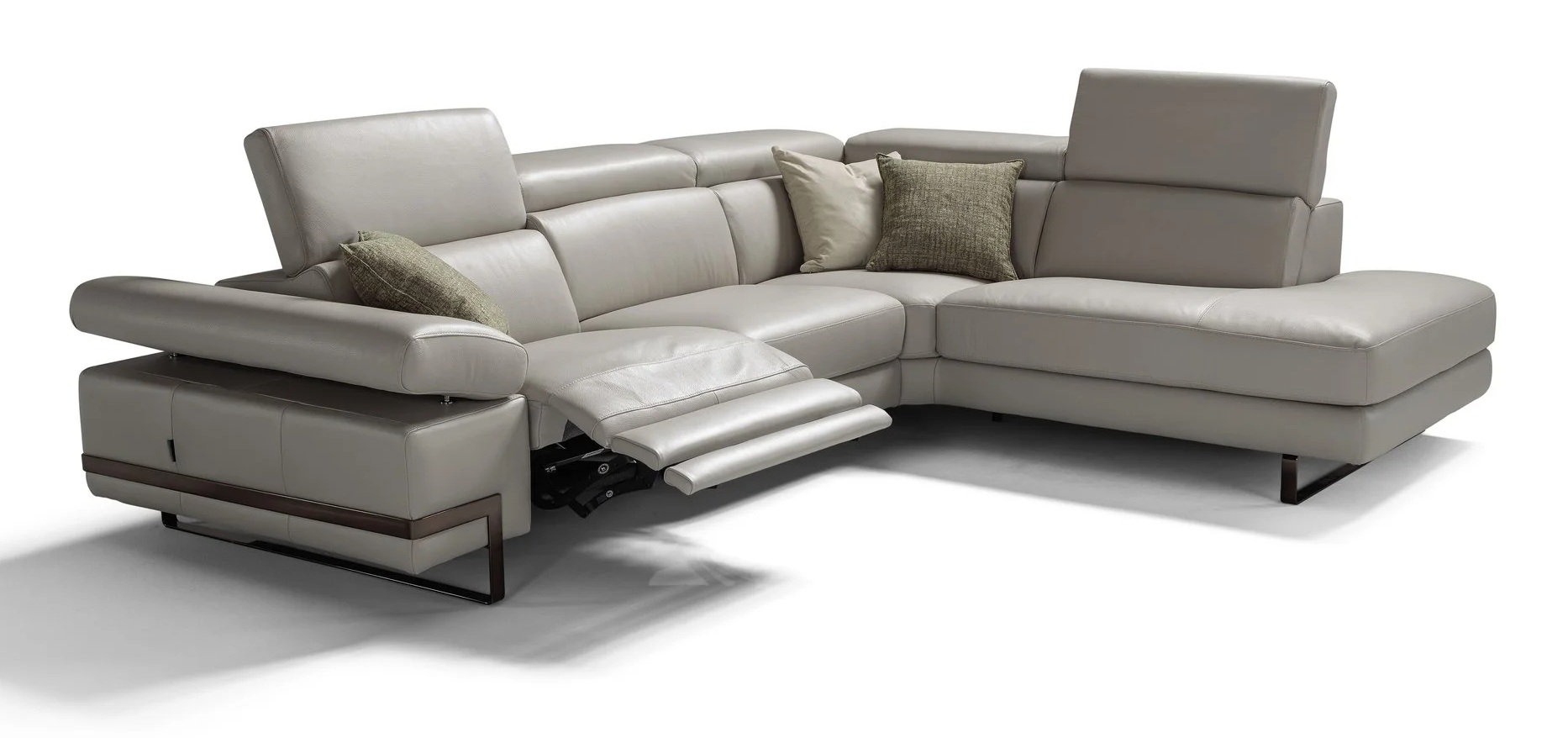 Zeus Leather Reclining Modular L-Shape Sectional Sofa