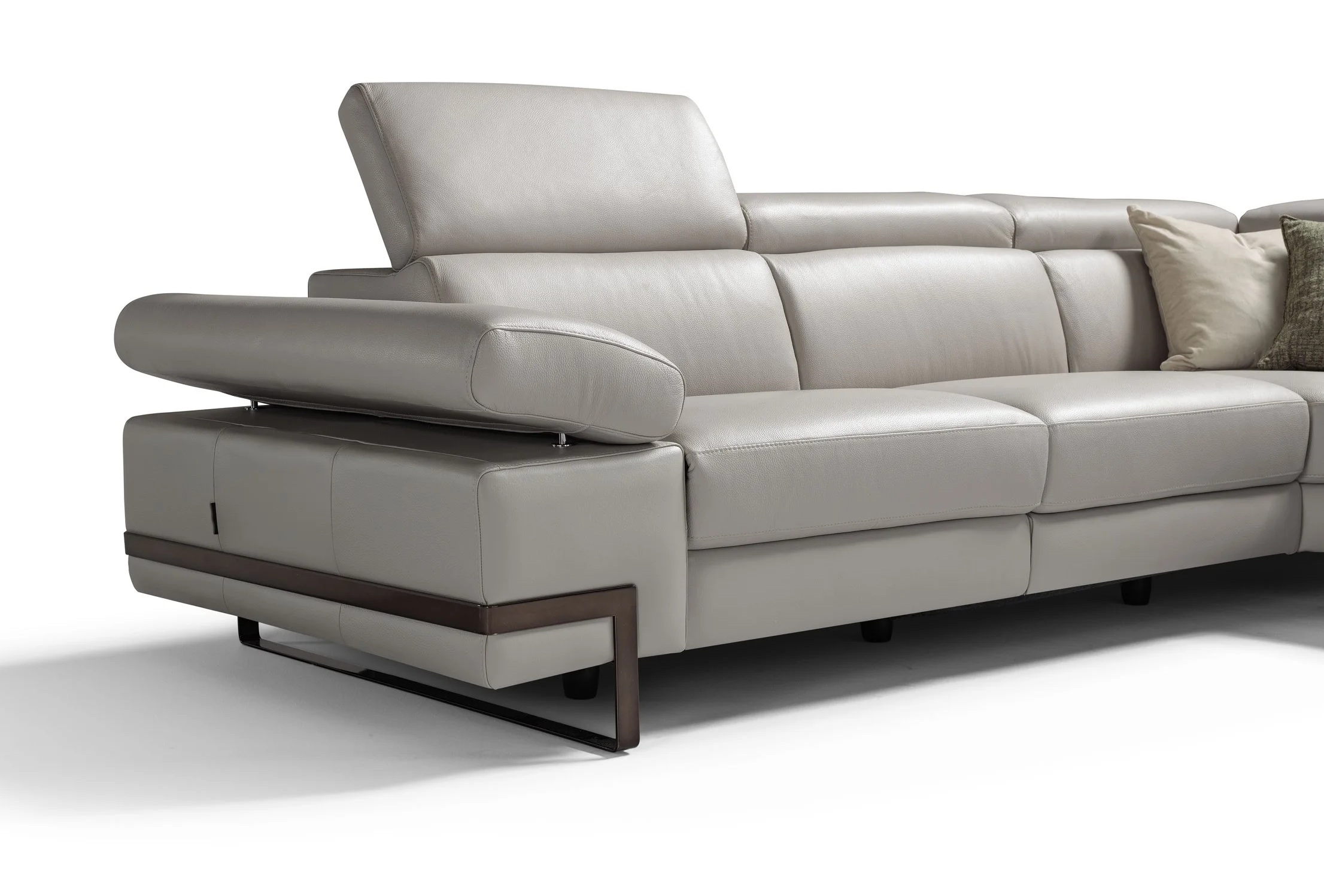 Zeus Leather Reclining Modular L-Shape Custom Sectional Sofa