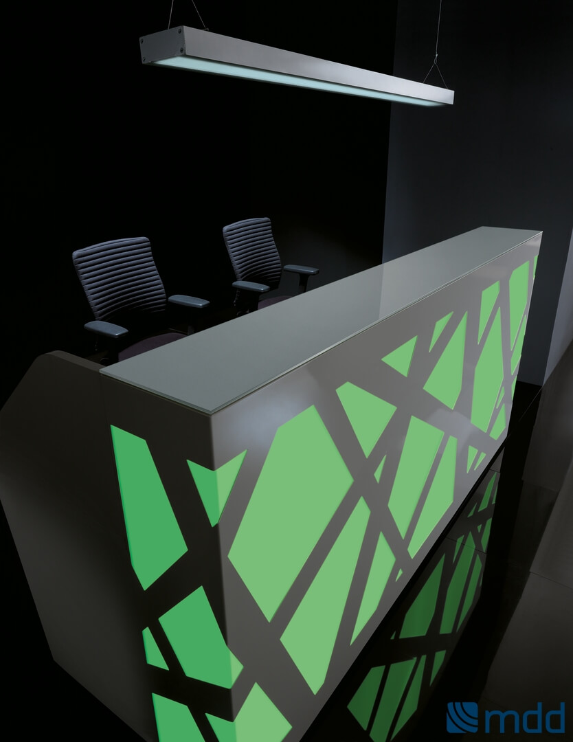 ZIG-ZAG W126" Straight Medium Reception Desk w/Counter Top w/RGB Light, ADA Compliance