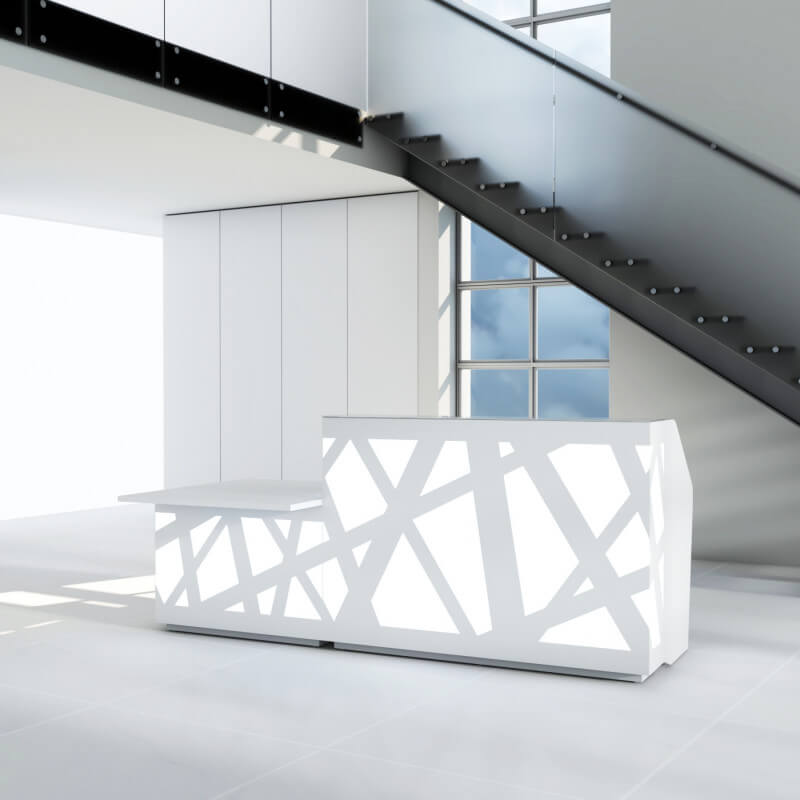 ZIG-ZAG W165" Straight Reception Desk w/Counter Top w/RGB Light, ADA Compliance