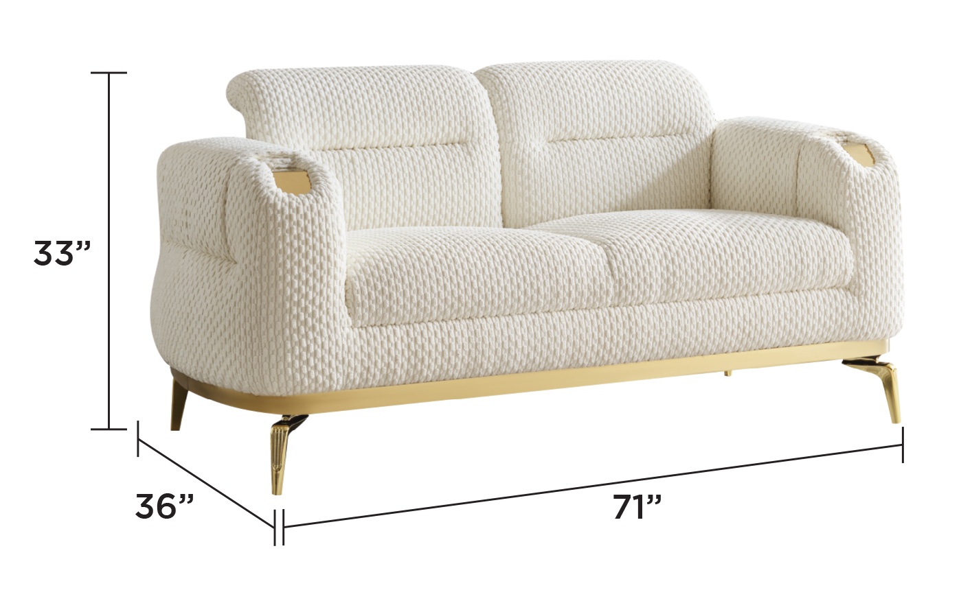 Zoe Sofa in Cream and Gold 