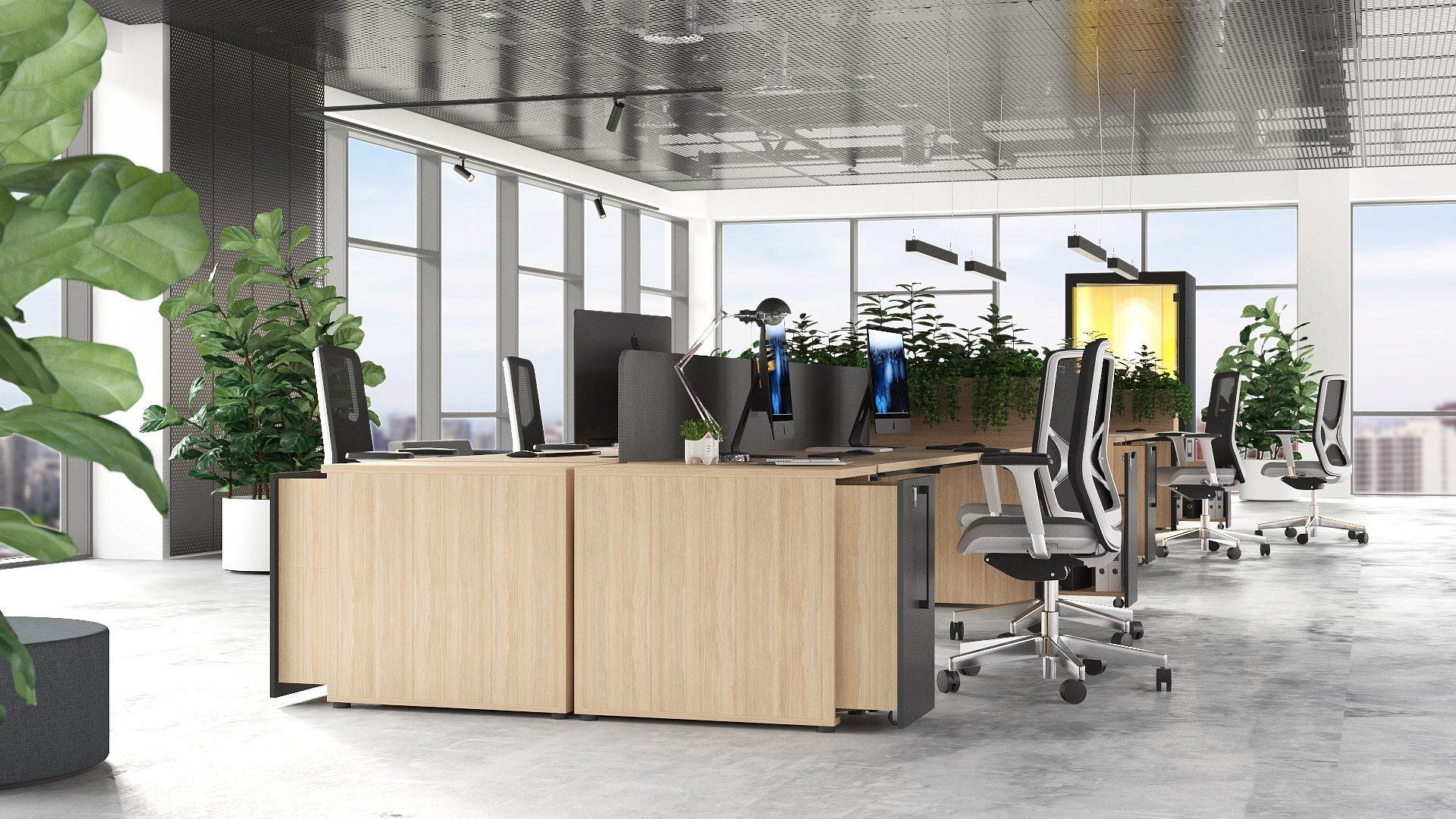 Boxi Office Lockable Storage Tower w/1 Shelf, 2 Metal Shelves, 2 Small Drawers & USB Port