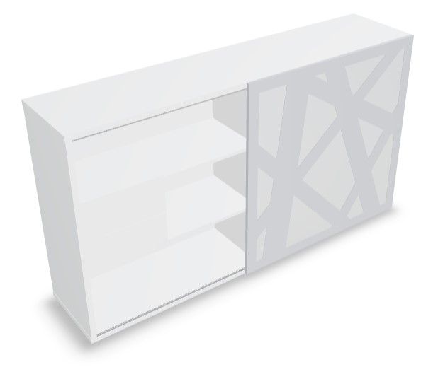 Standard Office Managerial Cabinet w/2 Drawers, 3 Open Shelves & Zig-Zag HPL Sliding Door